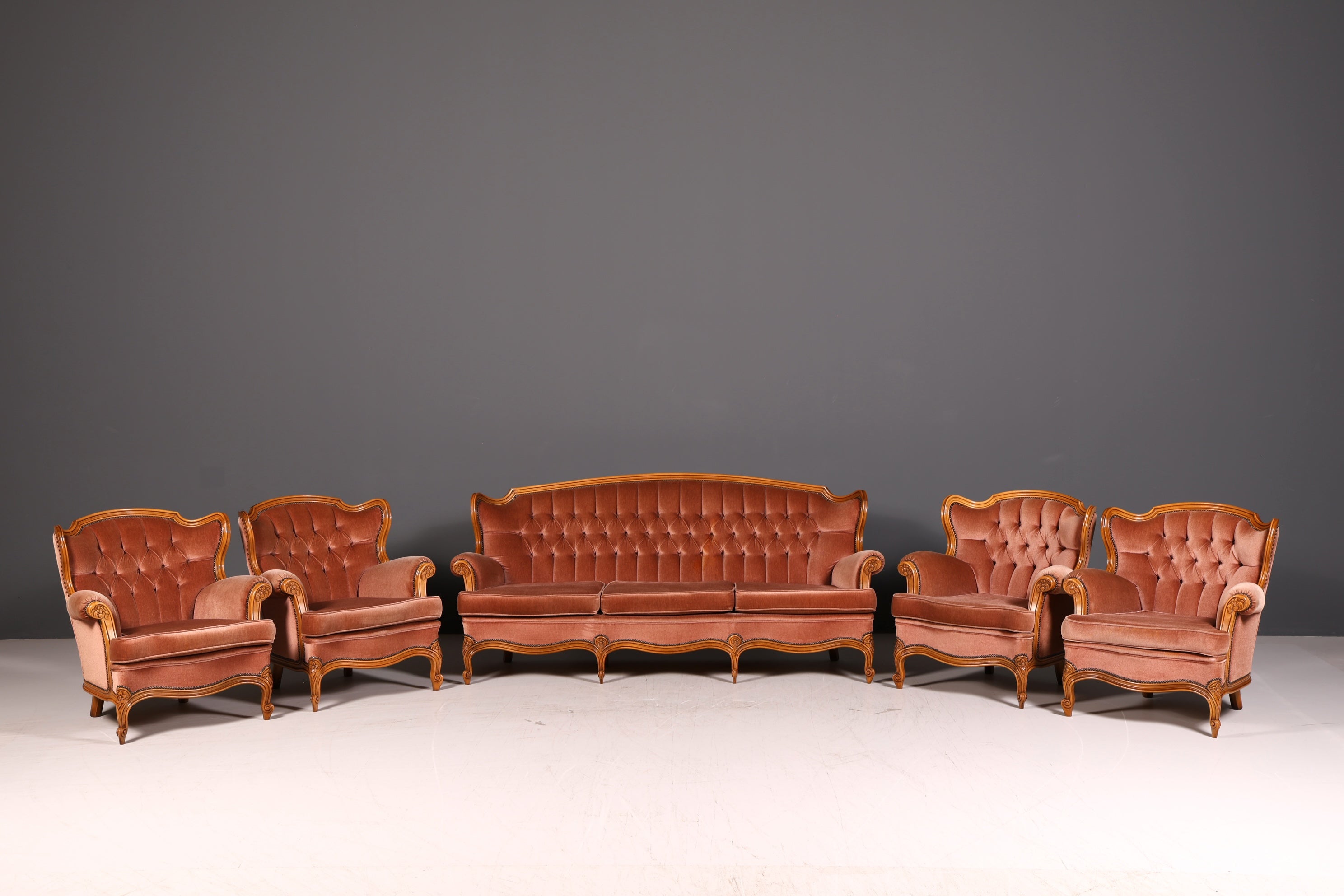 Edler Chippendale Armlehnsessel Barock Stil Samt Stoff Sessel Armchair Rococo Antik 3 von 4