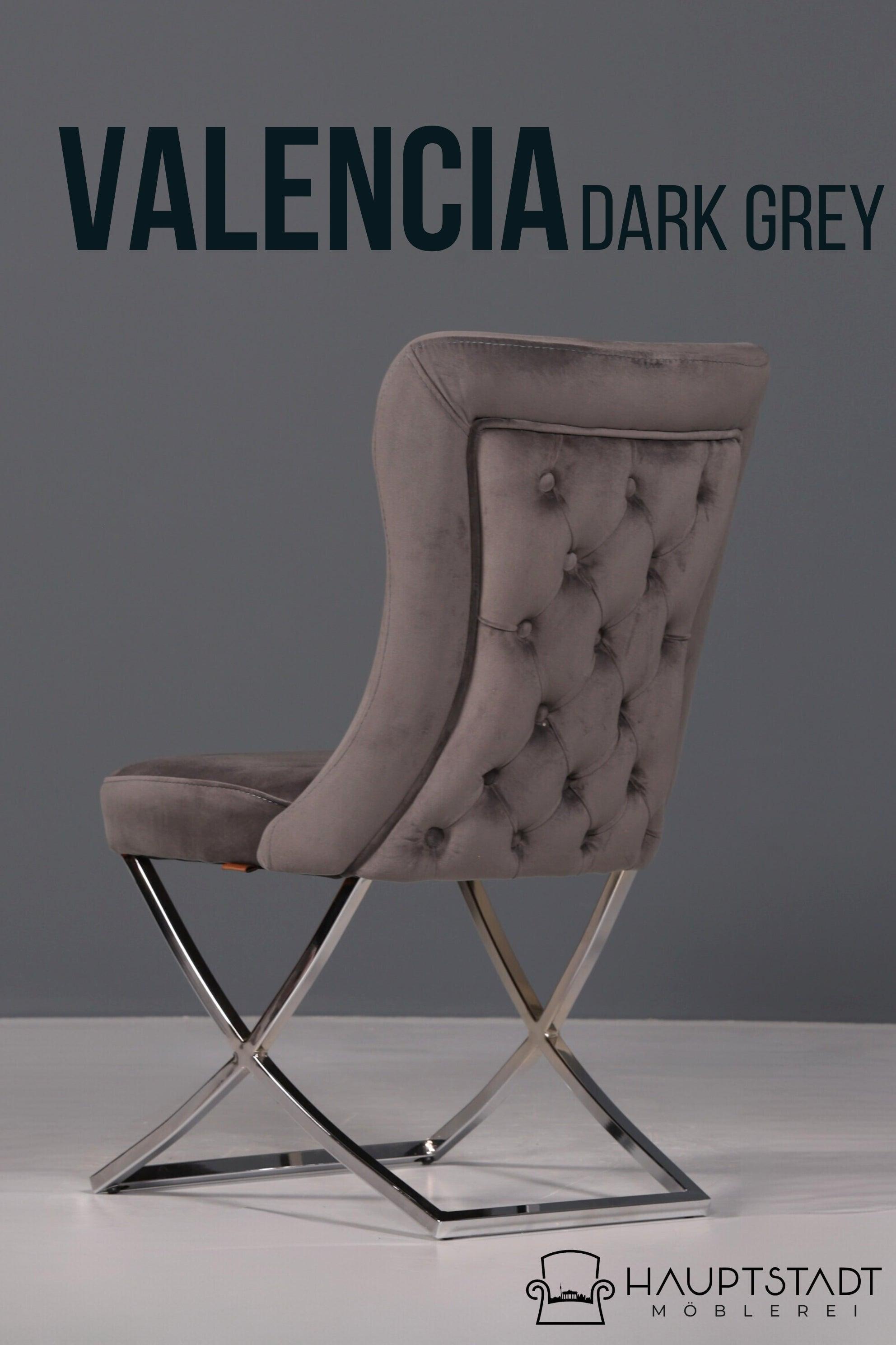 Edler Chesterfield Stil Samtstuhl "Valencia" in Grau