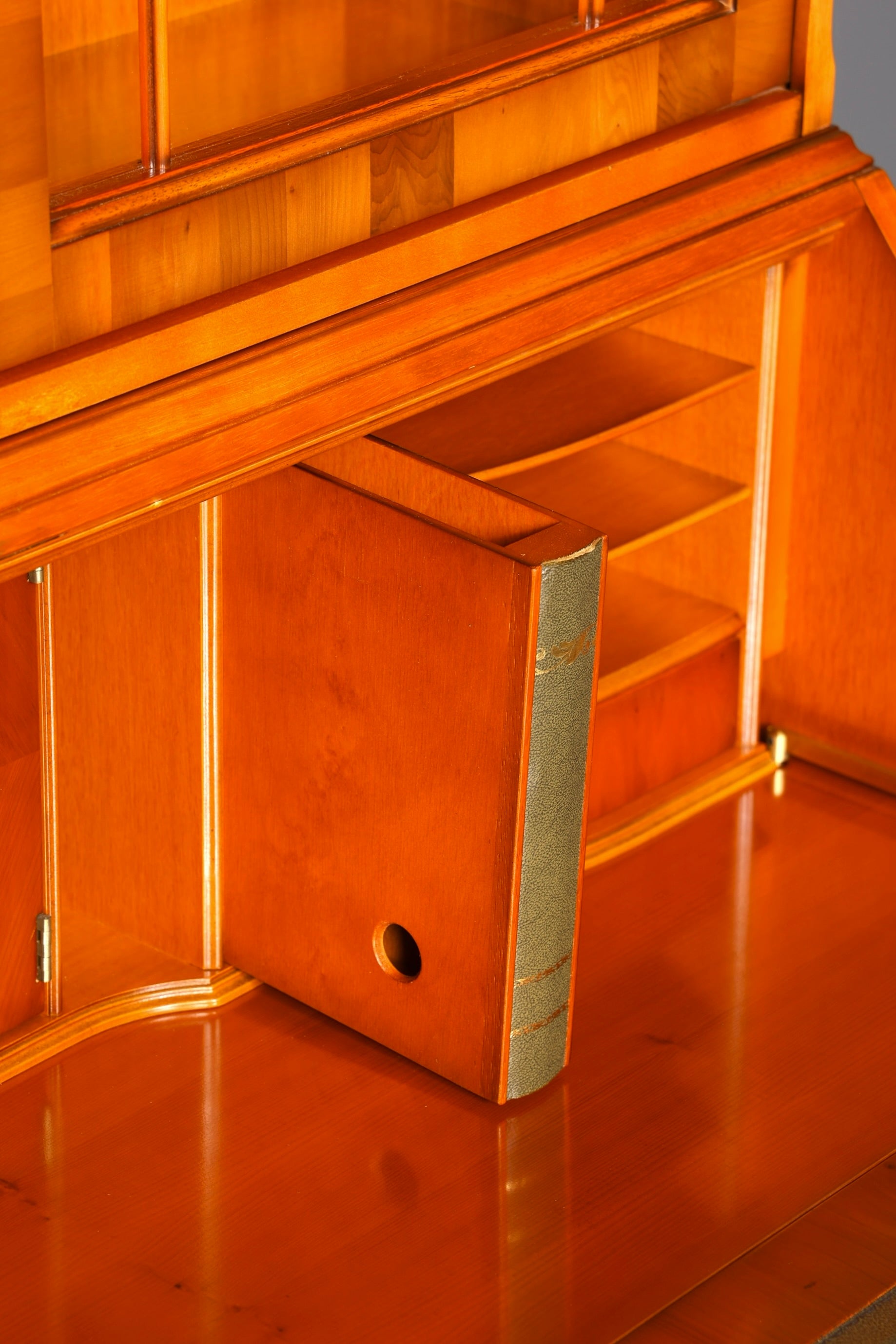 Stilvoller Englischer Sekretär Original Heldense Büro Aufsatzsekretär Eibe Antik 60S Vitrinen Schrank UK