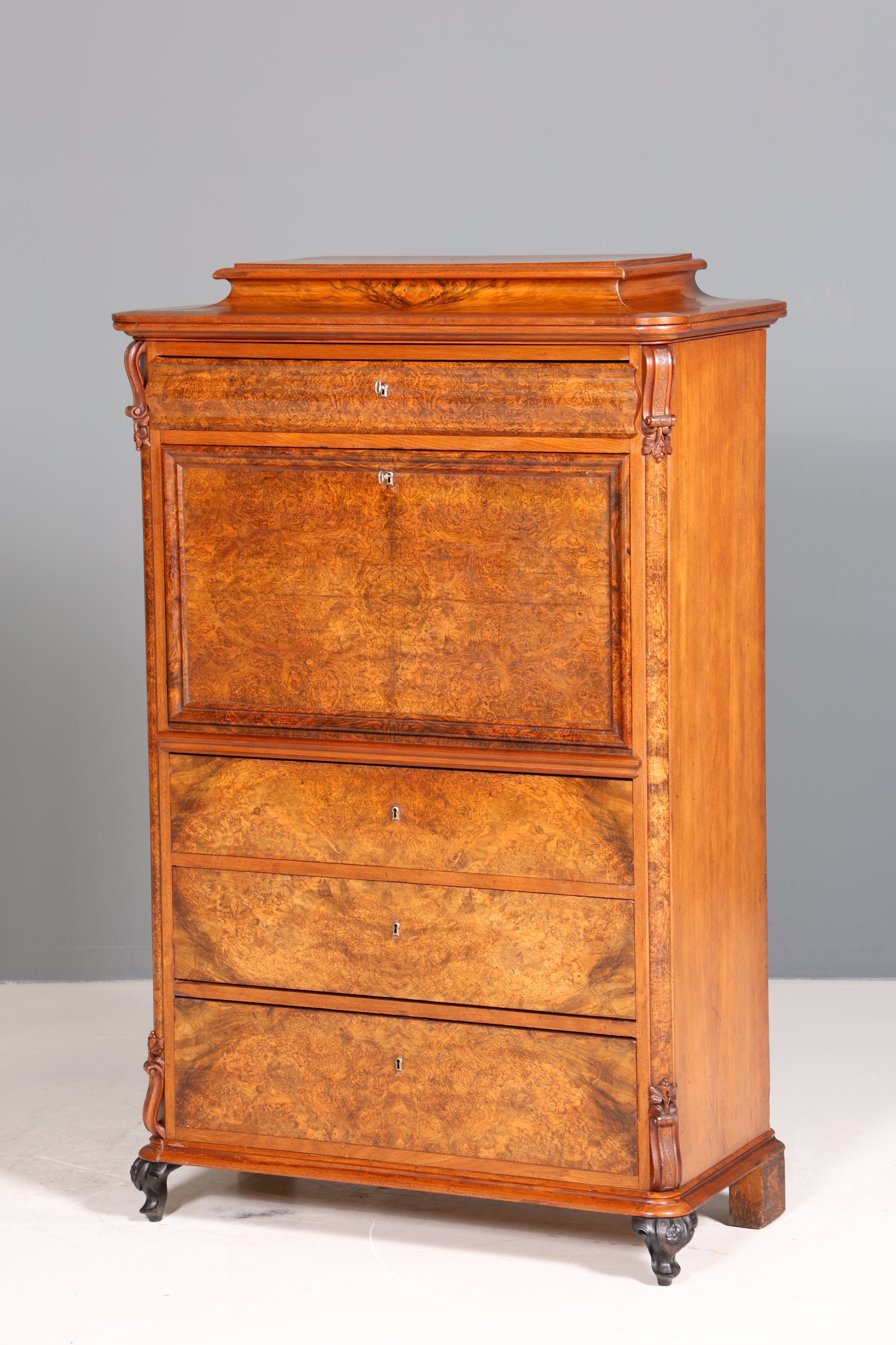 Stilvoller Louis Philippe Sekretär Vertiko Gründerzeit Kommode um 1880 Schubladenkommode