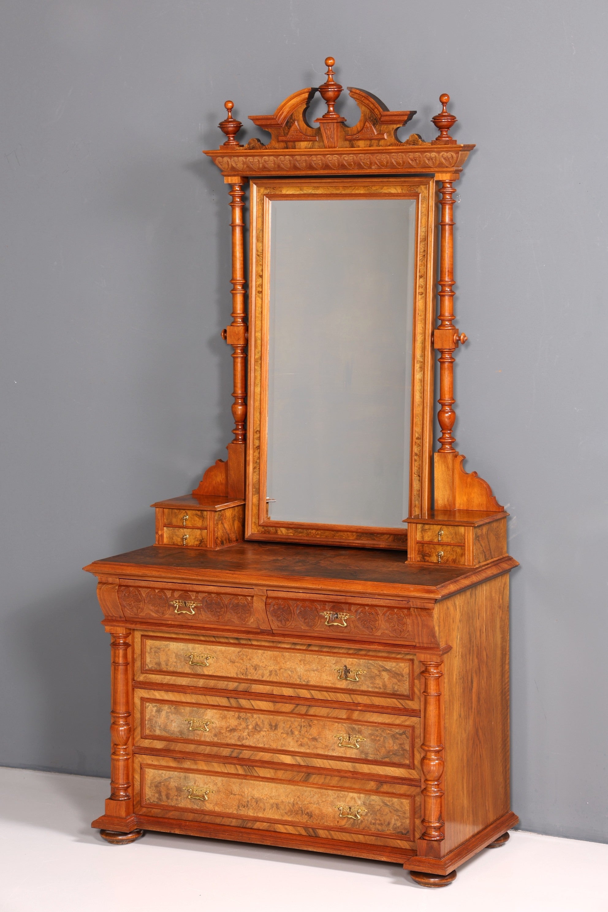 Wunderschöne Louis Philippe Kommode mit Spiegelaufsatz Gründerzeit Frisierkommode Holz Schrank Antik Flurschrank um 1880
