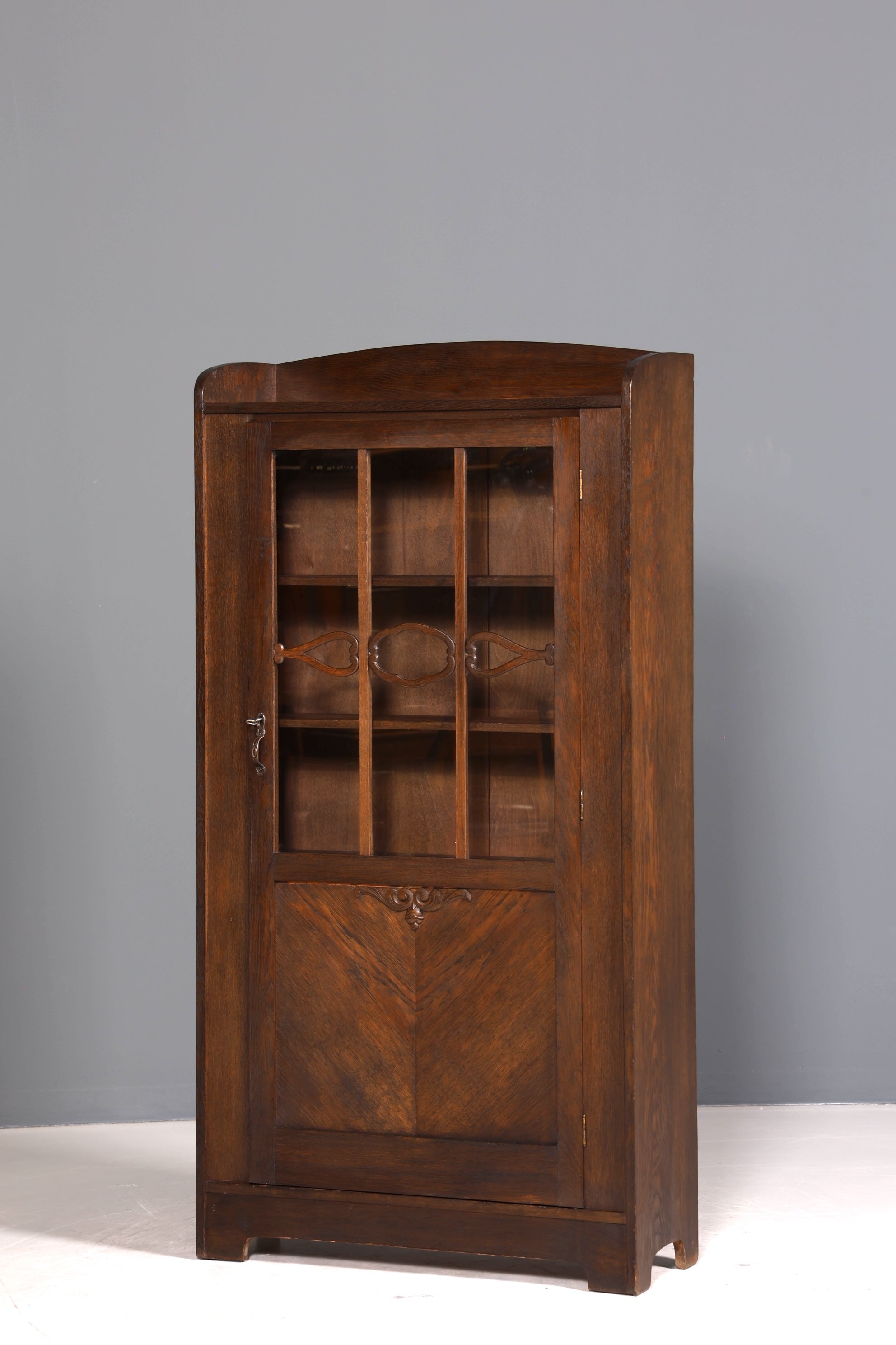 Traumhafte Jugendstil Vitrine Antike Holz Bücherschrank Eiche Antik Schrank Geschirrschrank