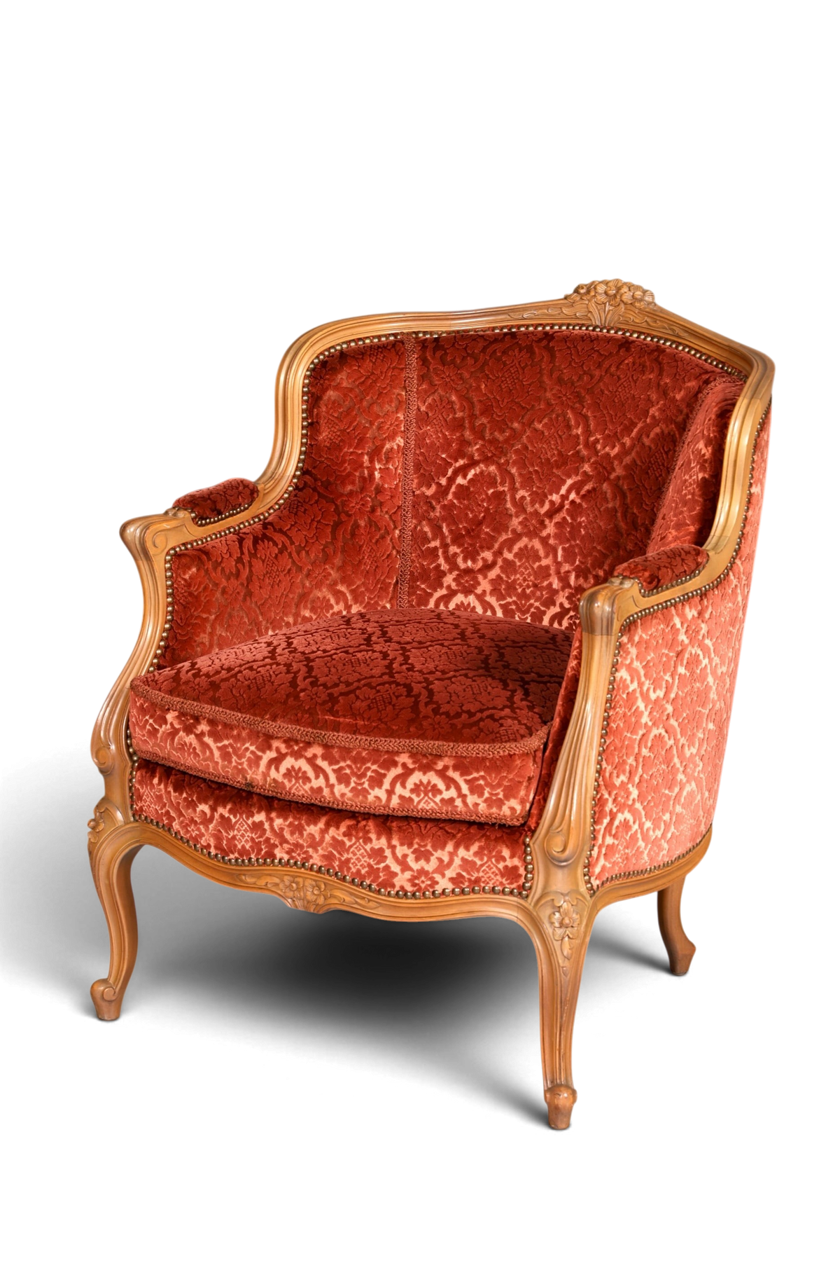 Edler Chippendale Armlehnsessel Barock Stil Sessel Samt Stoff Armchair
