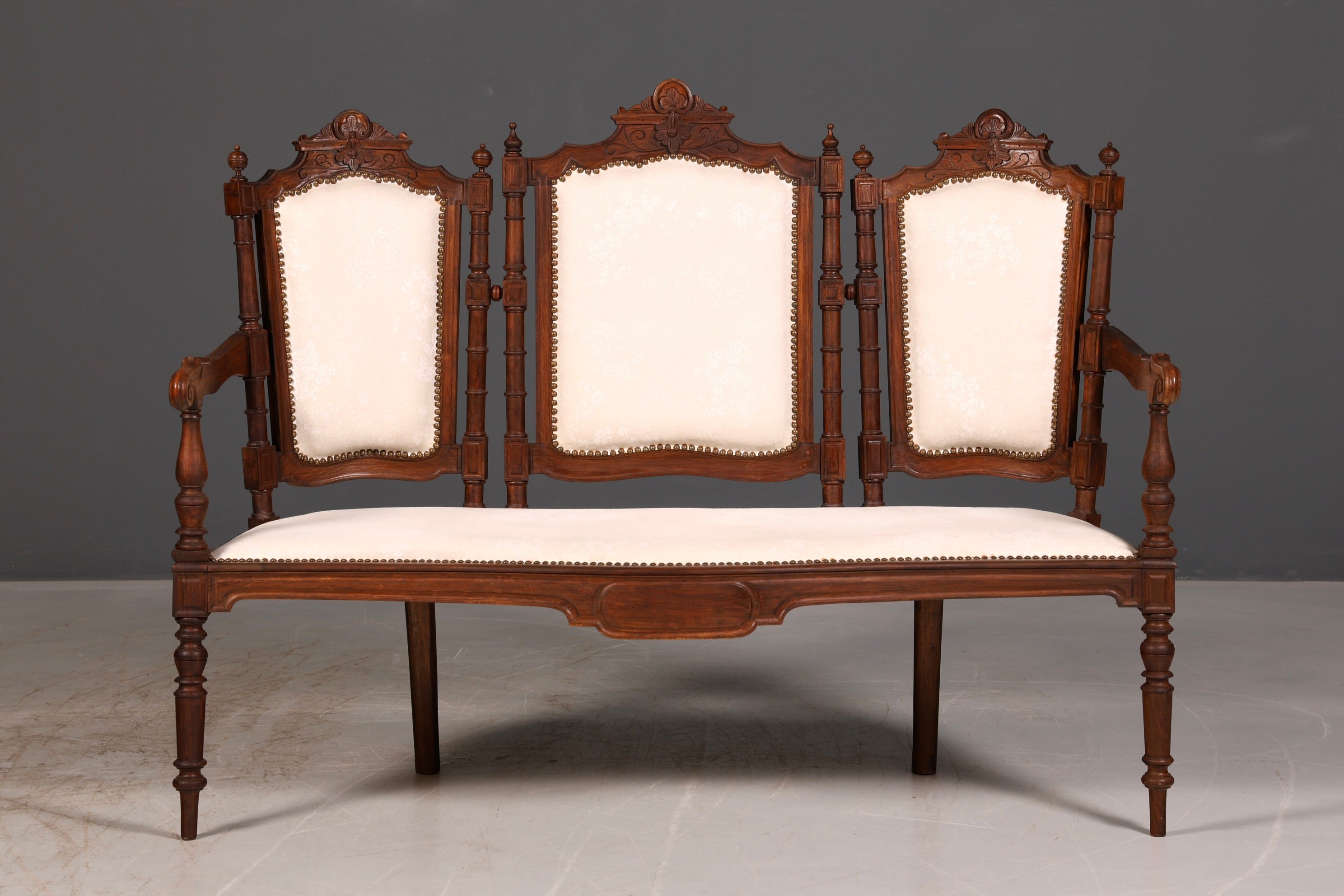 Elegant Neo-Renaissance bench, antique Gründerzeit sofa, upholstered bench, salon bench, bench