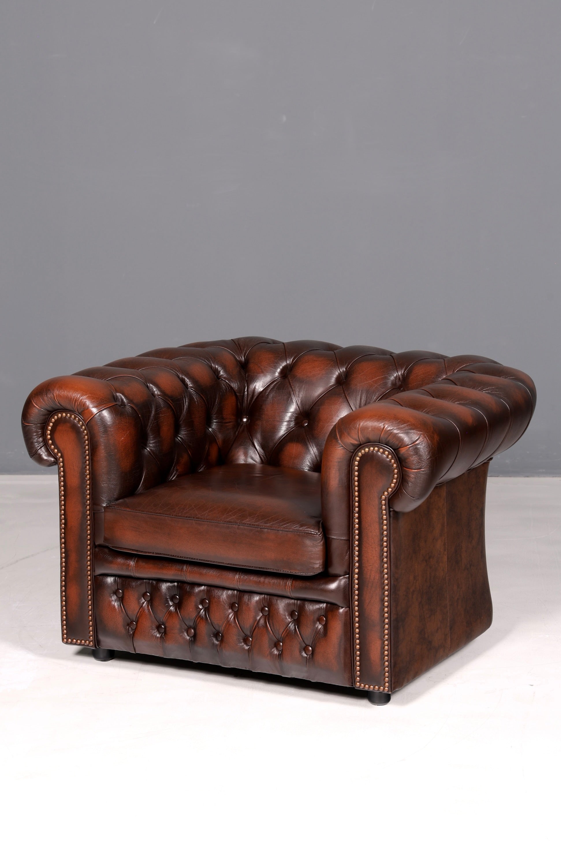 Elegant Original Centurion Chesterfield Armchair from England, English Wingback Armchair, Gentleman’s Armchair, Leather Armchair