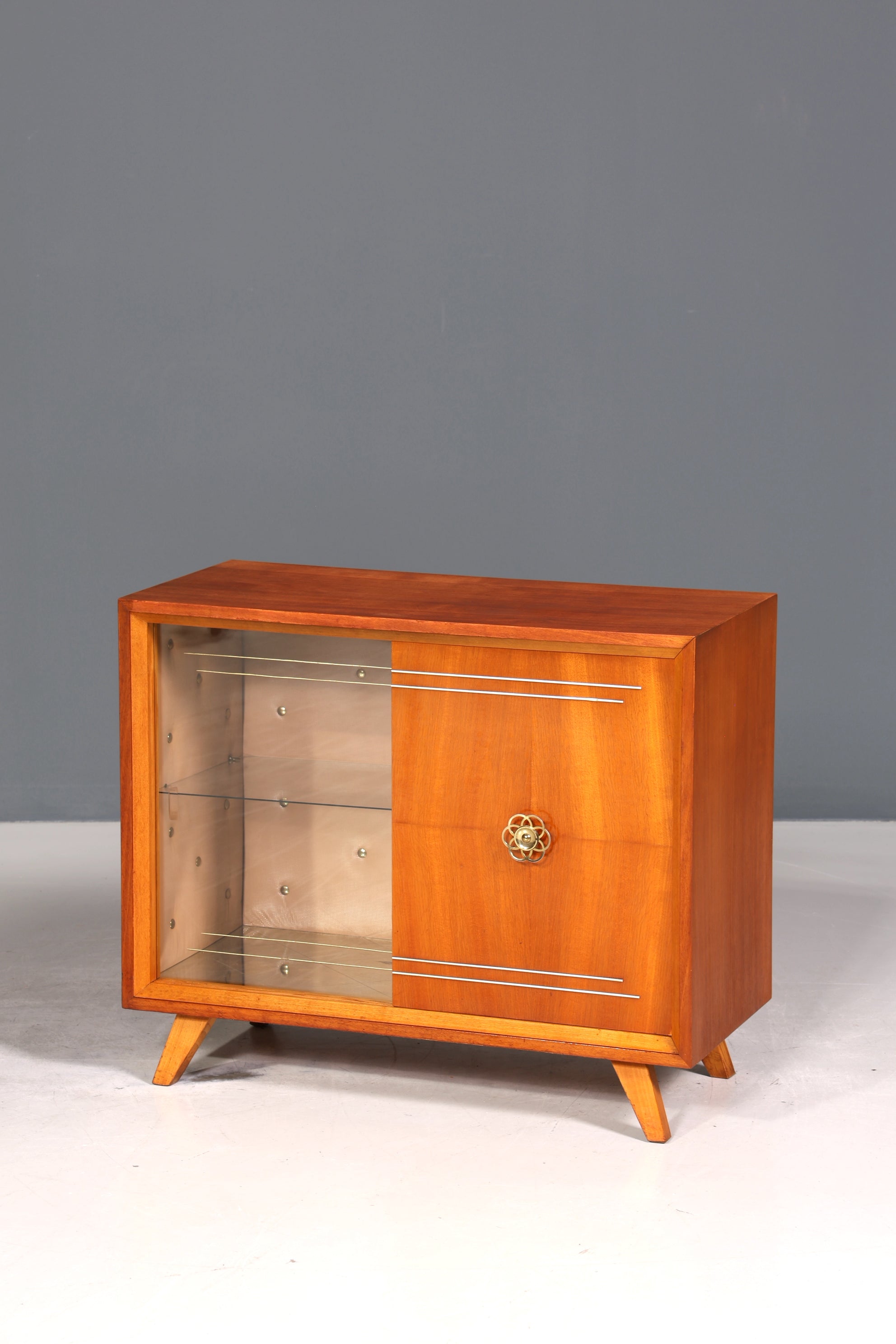 Traumhaftes Mid Century Sideboard Vintage Vitrine Schiebetür Kommode Bar Schrank 60s