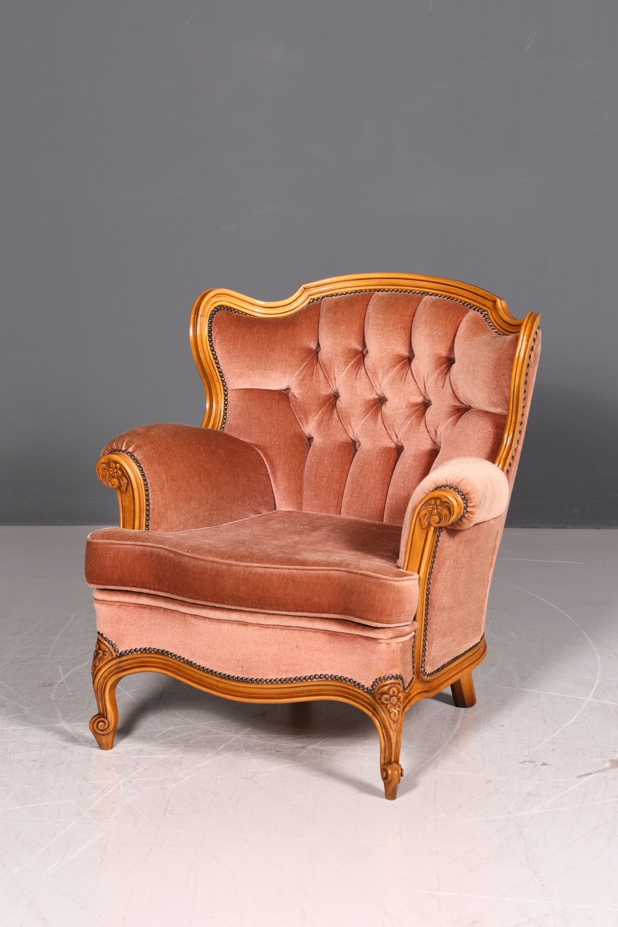 Edler Chippendale Armlehnsessel Barock Stil Samt Stoff Sessel Armchair Rococo Antik 1 von 4