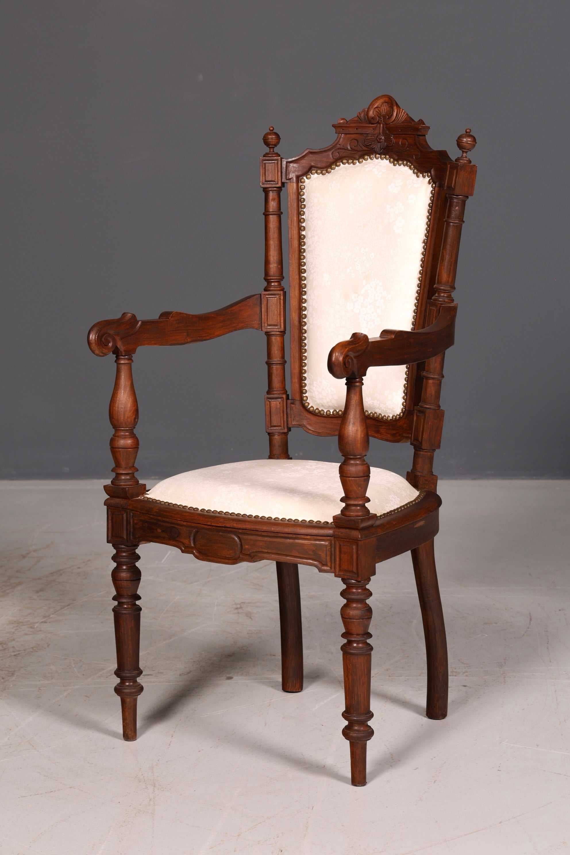 Elegant Neo-Renaissance armchair, antique chair, Gründerzeit secretary chair, desk chair, upholstered chair, 1 of 2