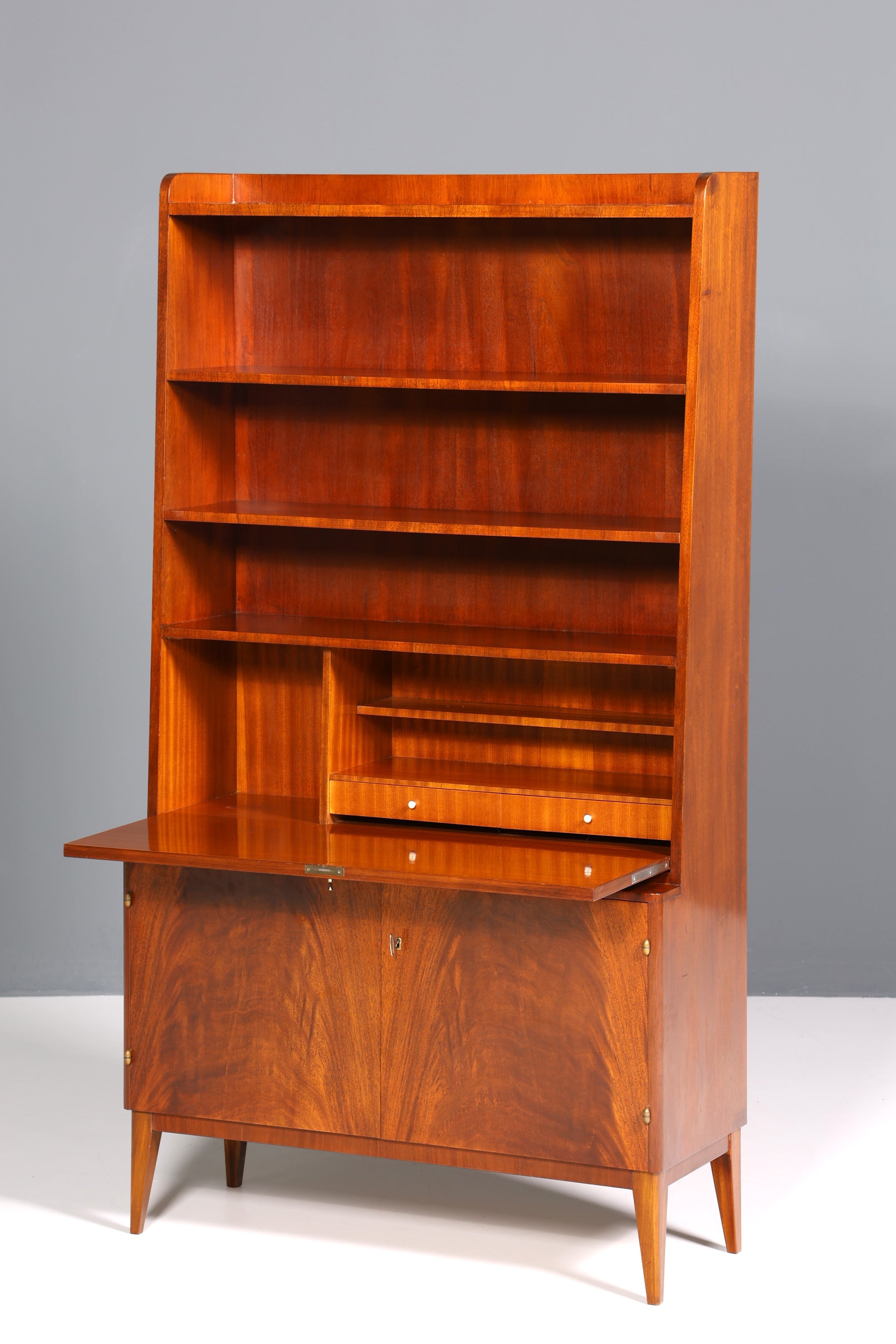 F184 Finish Wunderschöner Mid Century Schrank Bücherregal Vintage Sekretär Highboard Holz Regal