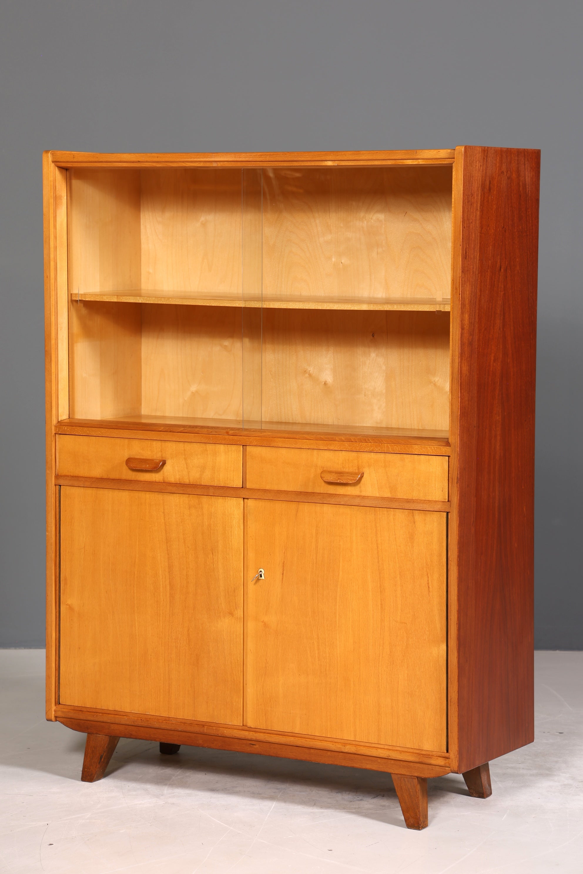 Traumhafter Mid Century Schrank Retro Vitrine 60s Highboard Kommode Bücherregal Vintage Regal