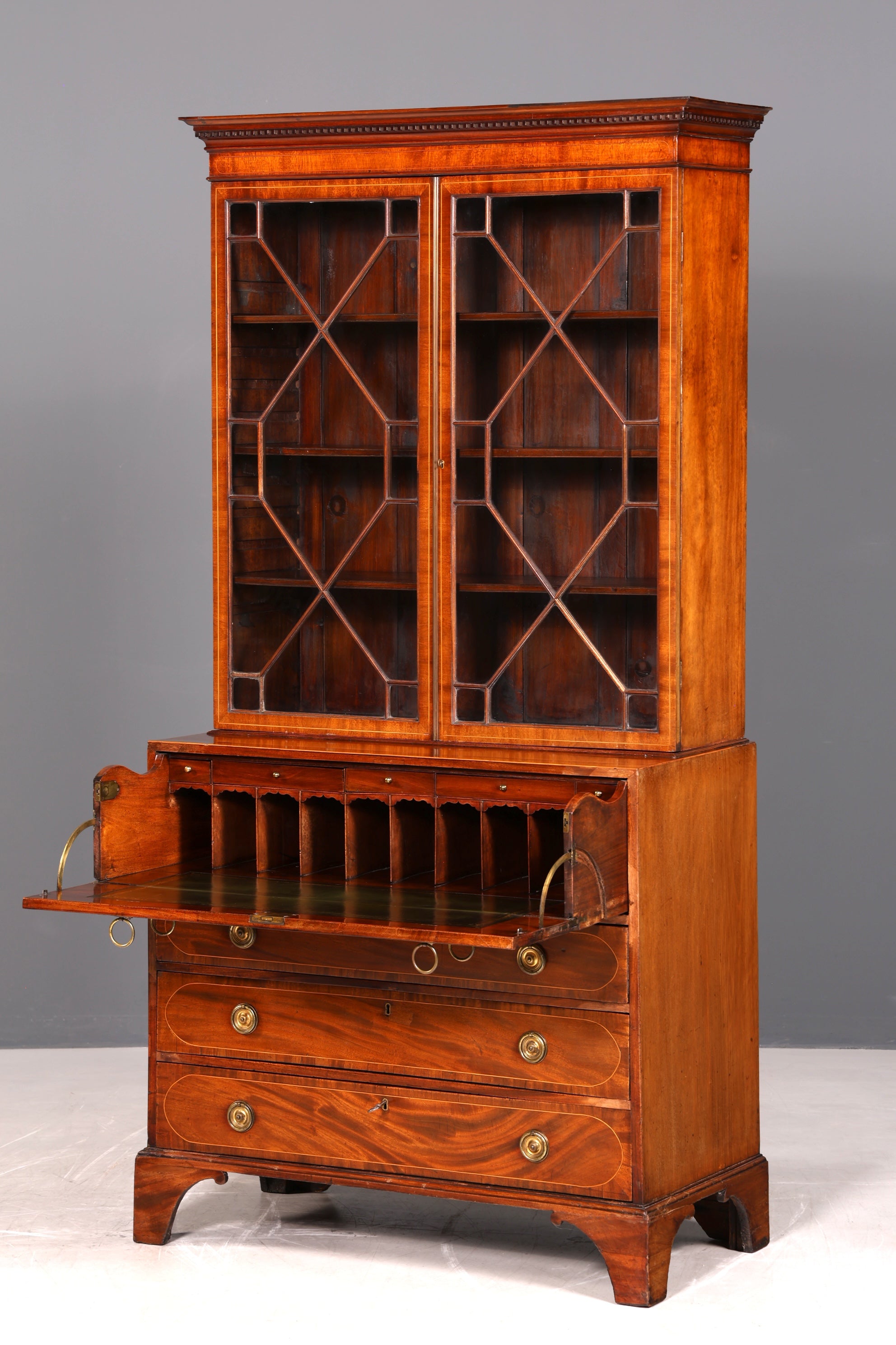 G785 Finish Wunderschöne Englische Vitrine Bibliothek Sekretär echt Holz Antik Schrank Regal (Kopie)