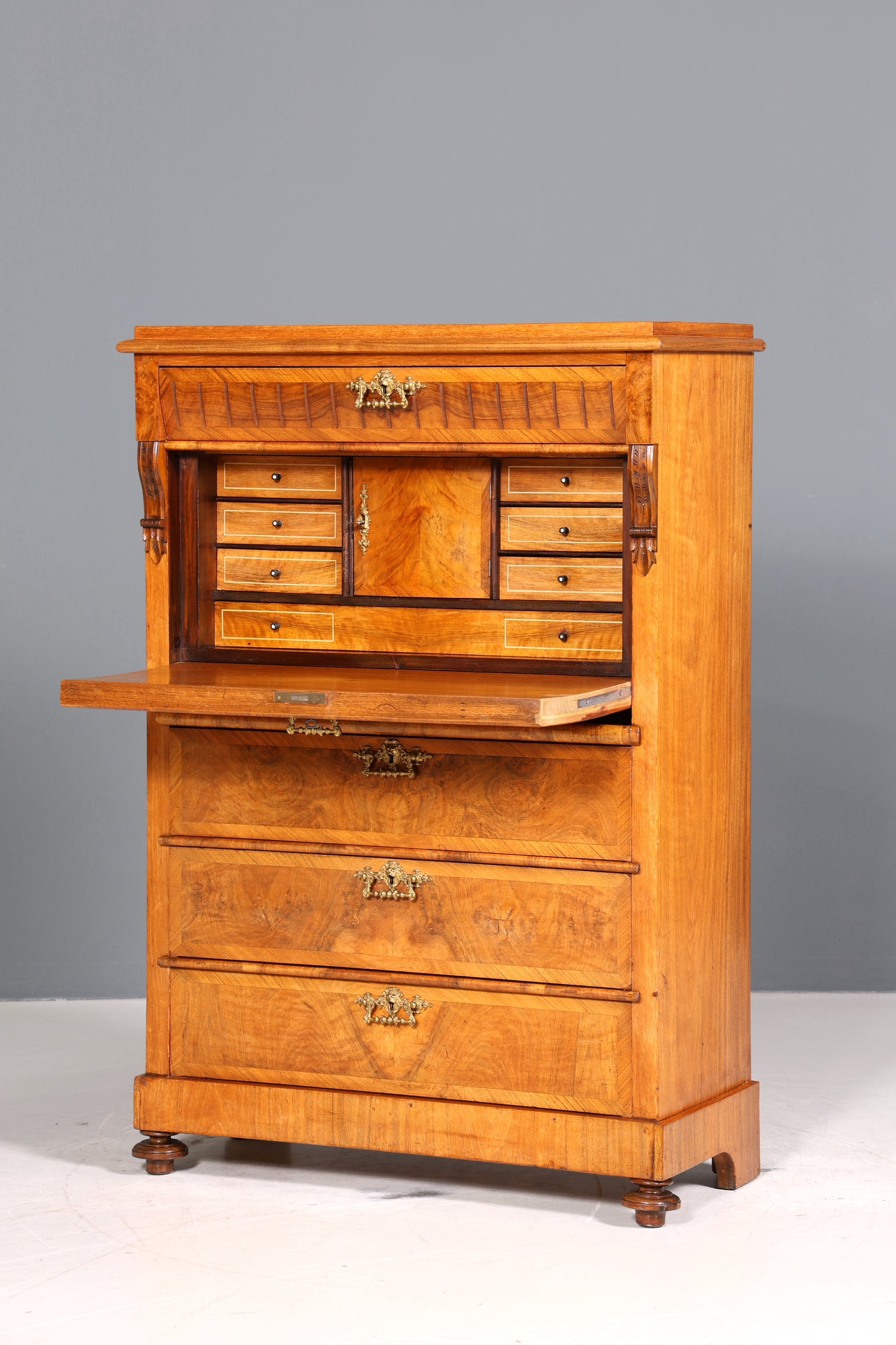 Edler Gründerzeit Sekretär Vertiko Highboard Louis Philippe Kommode Sekretär Schrank um 1880