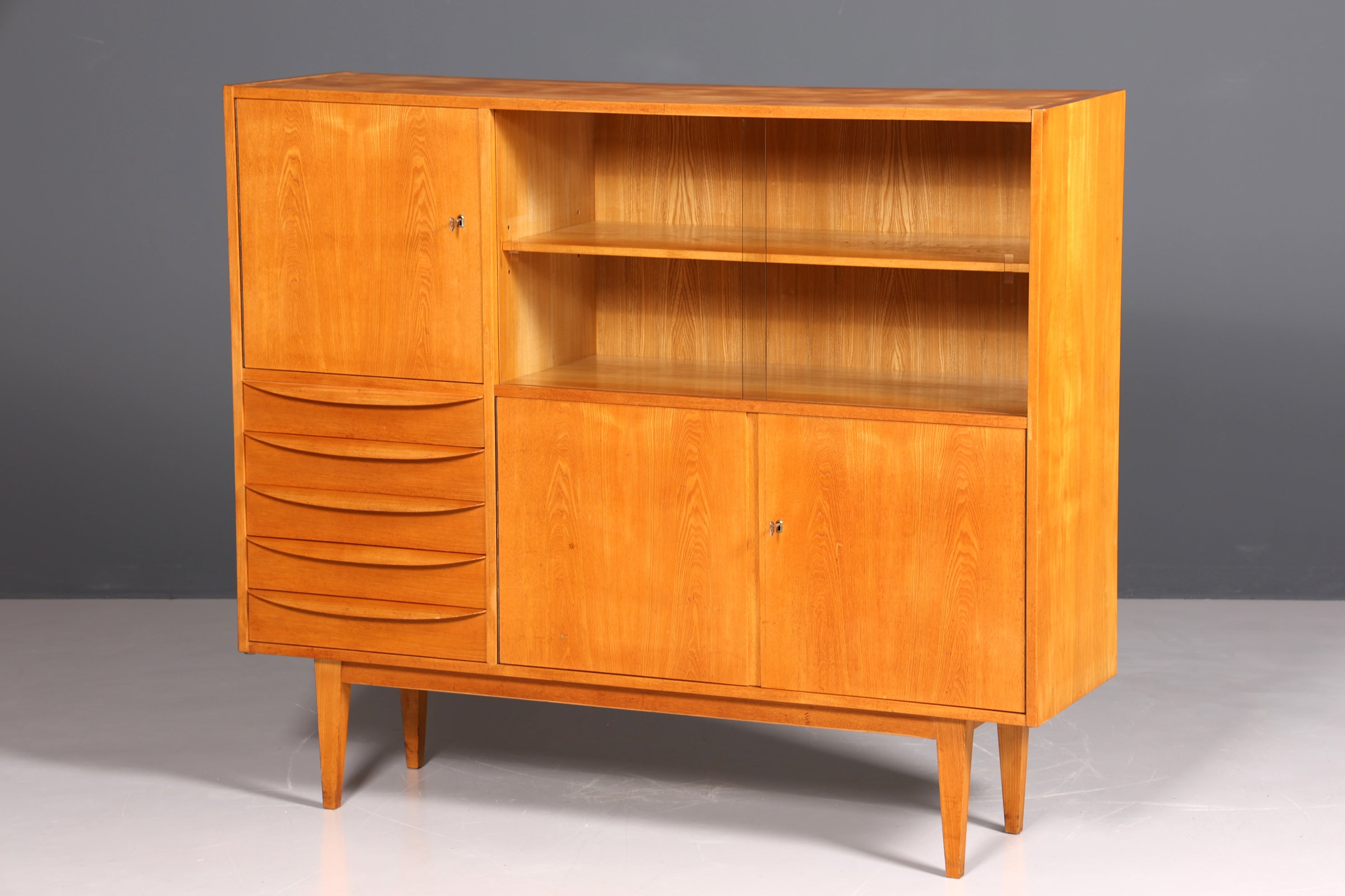 Original Hellerau Mid Century Vitrine Schrank Franz Ehrlich 602 Kommode Bücherregal Highboard