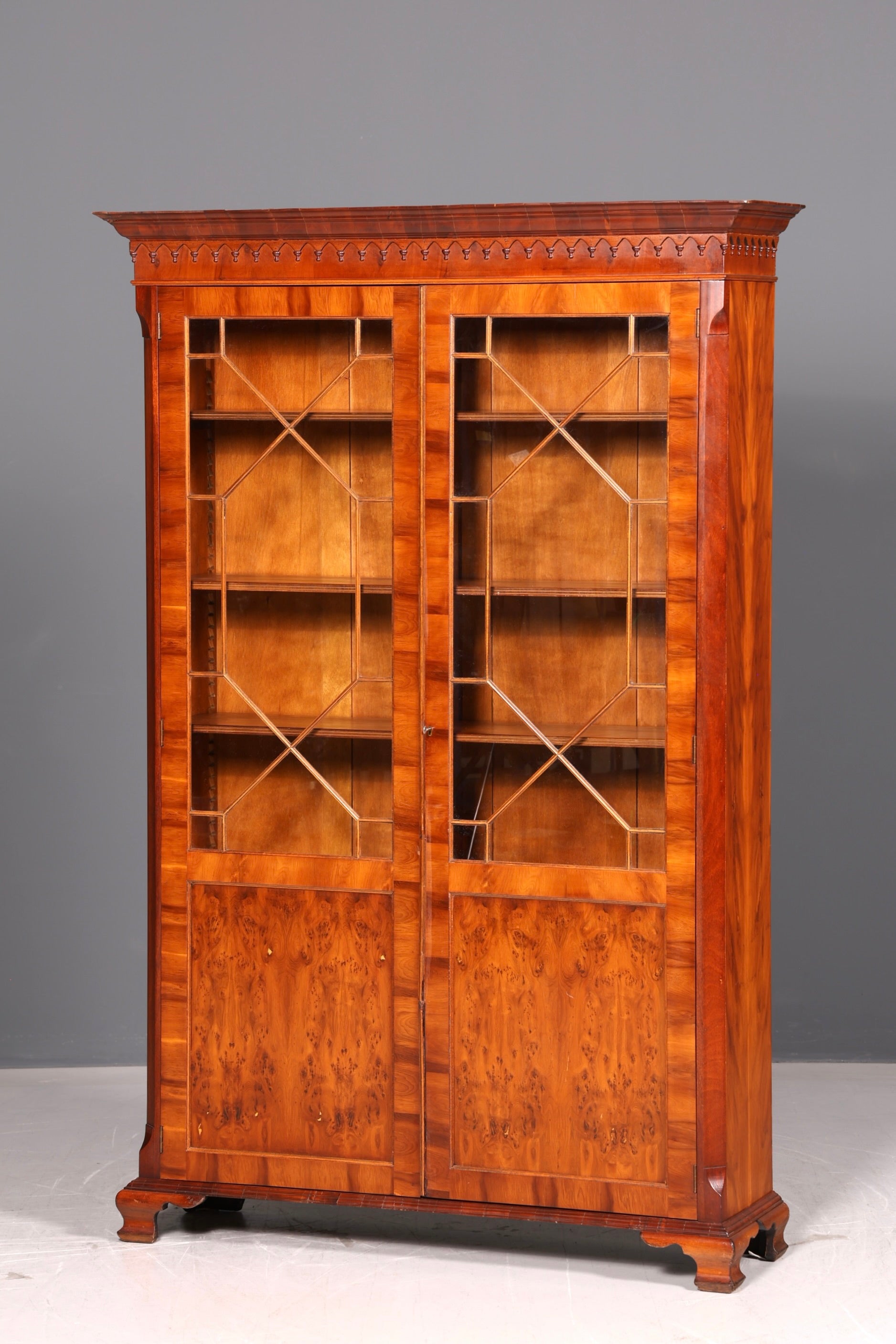 Dreamlike Bevan Funnell Reprodux English bookcase yew display cabinet library bookshelf vintage