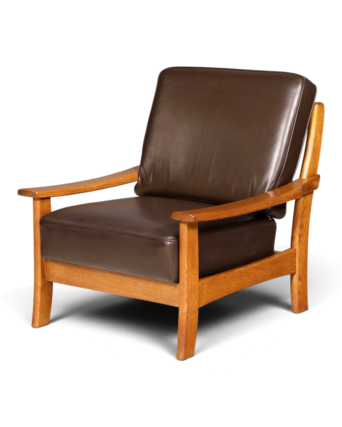 Mid Century Ledersessel Echtleder Braun