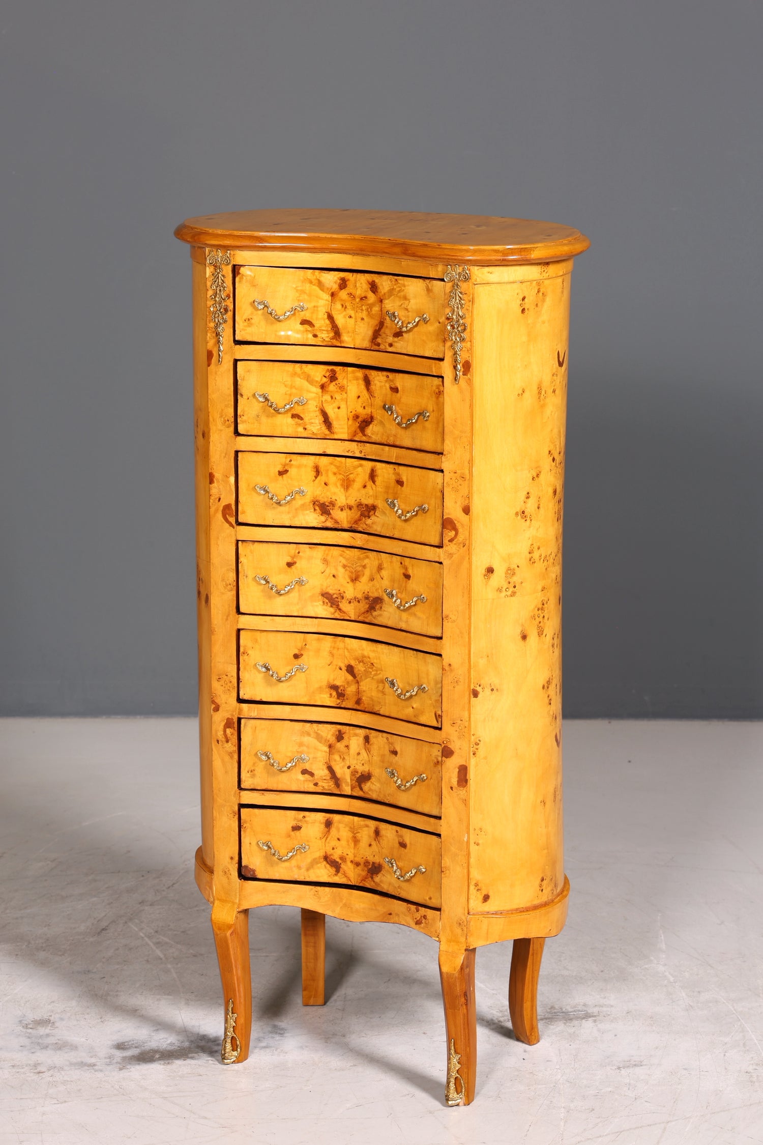 Wunderschöne Barock Louis XV Highboard Kommode Birke Vertiko Biedermeier Stil Schubladenkommode