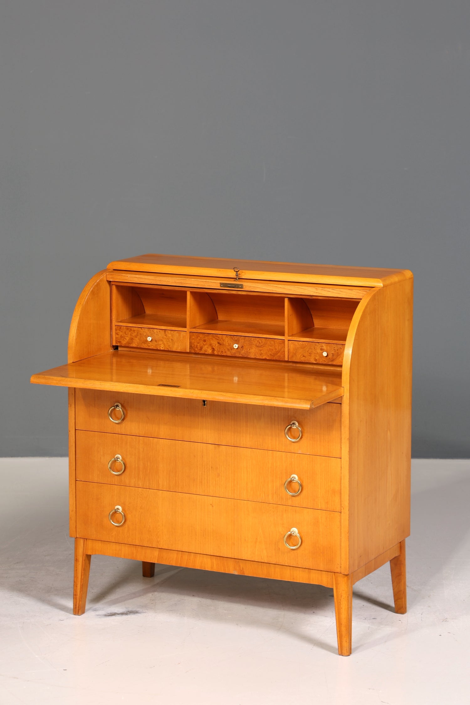 Wunderschöner Mid Century Rollladen Sekretär echt Holz Büro Schrank Retro Schreibkommode