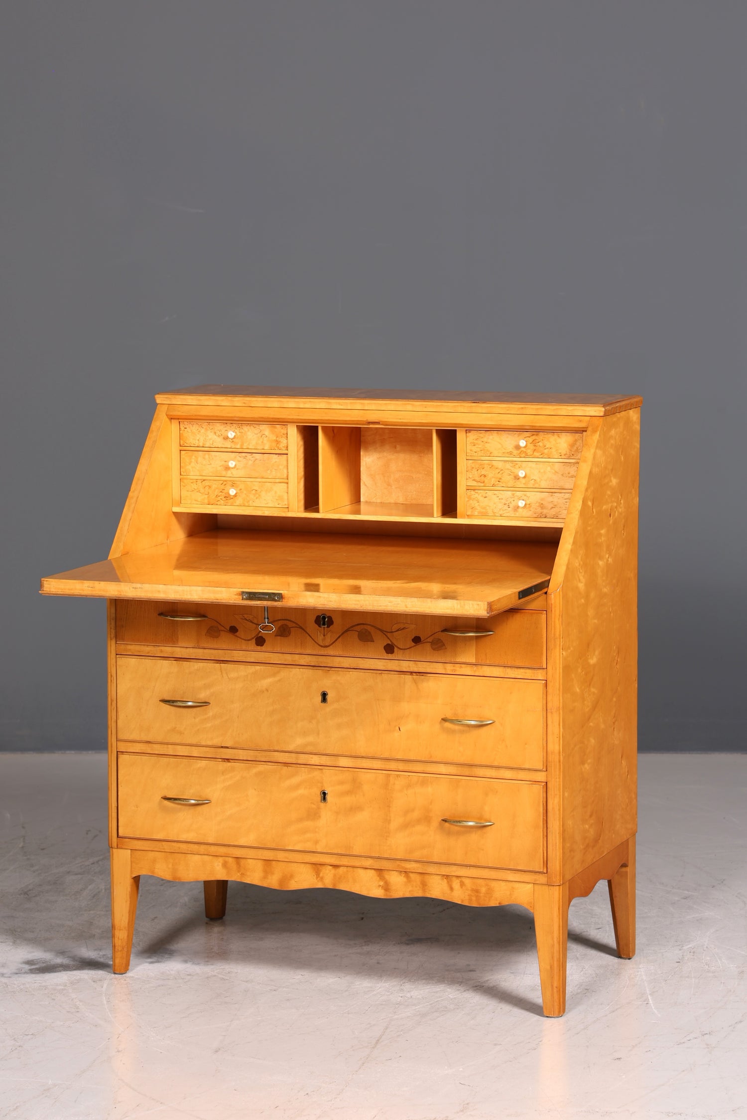 Wunderschöner Mid Century Sekretär Vintage Schreibmöbel echt Holz Kommode Office Secretary