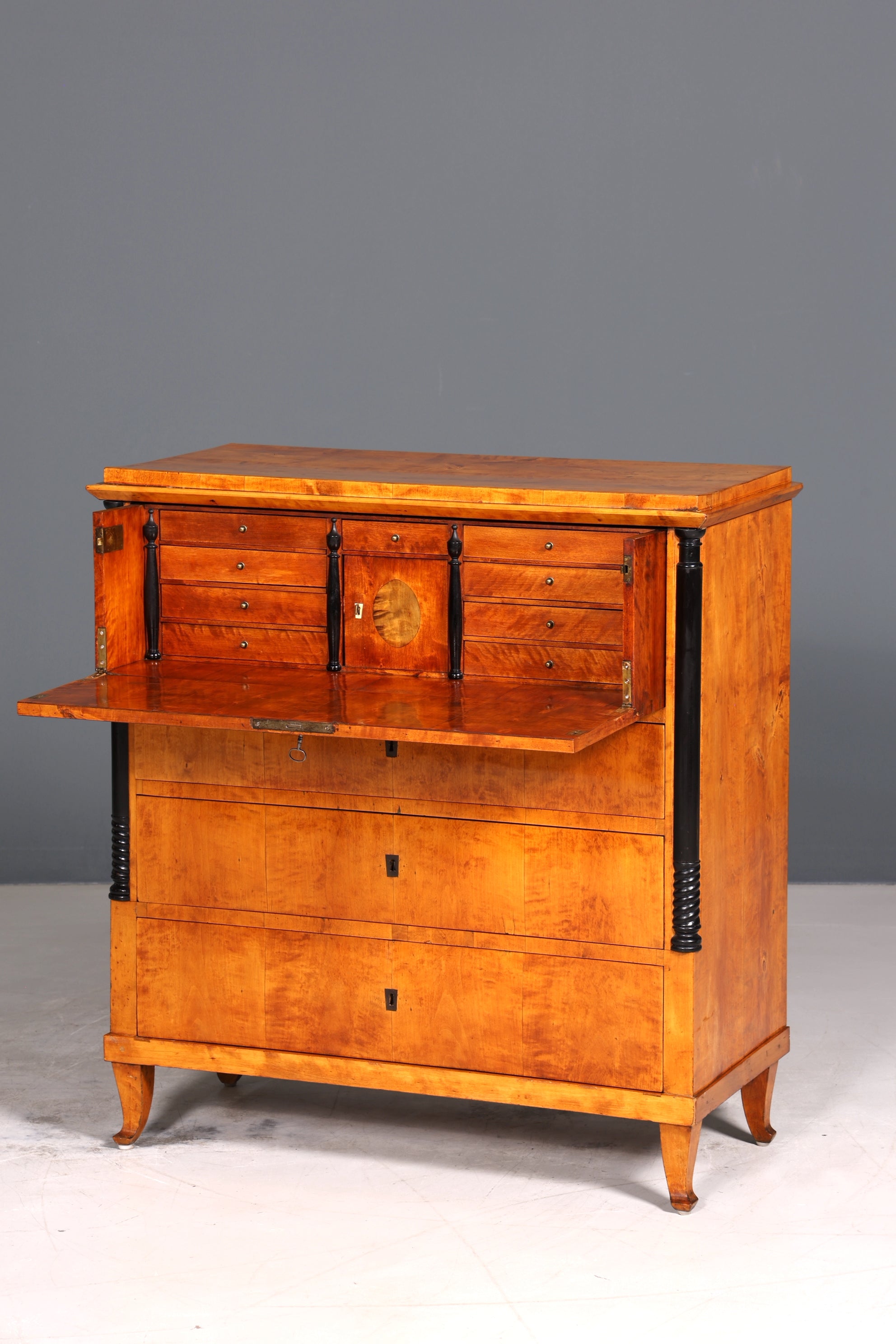 Wunderschöner Original Biedermeier Sekretär um 1860 Kommode Antik Bürokommode Englisch Säulen
