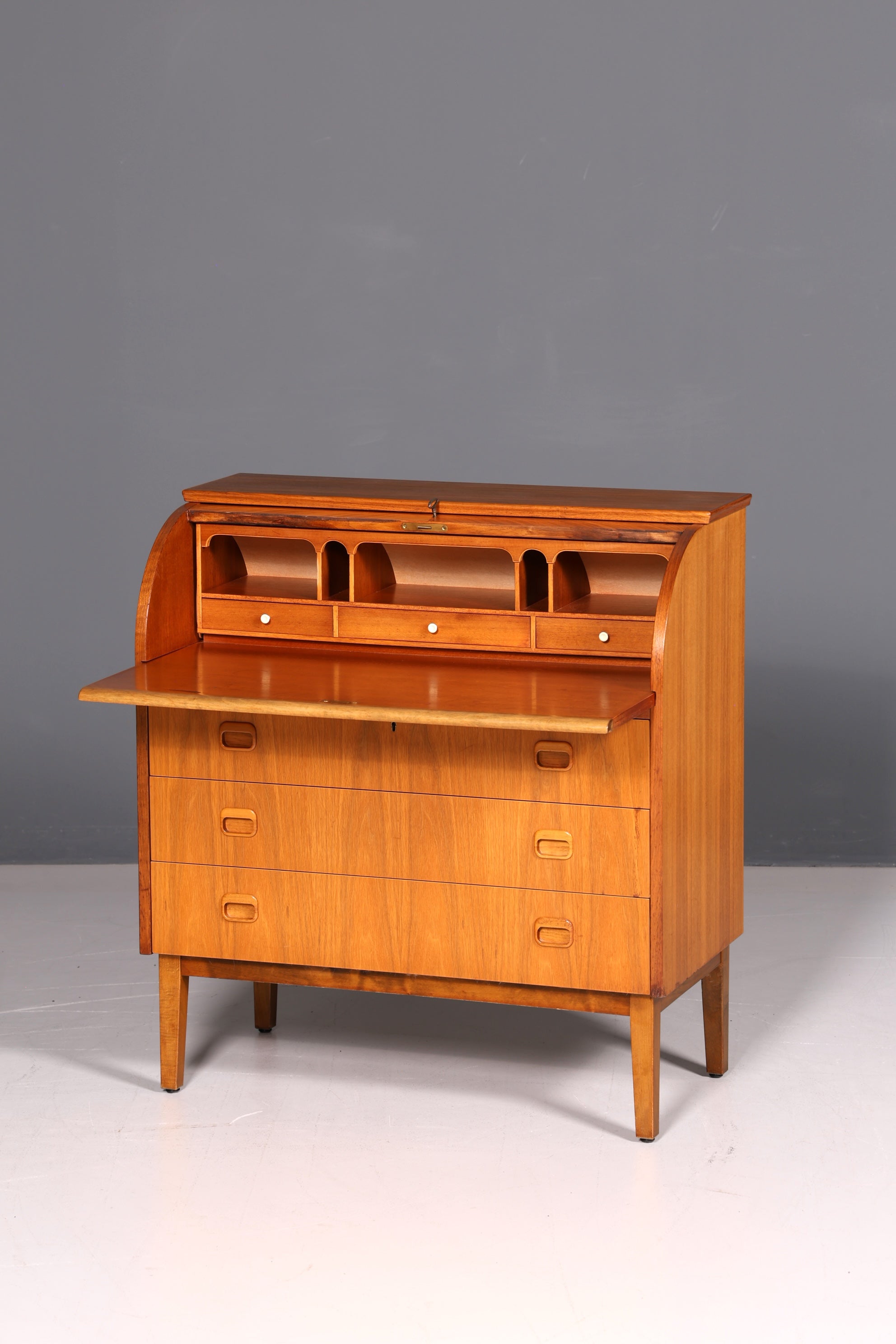 Wunderschöner Mid Century Rollladen Sekretär Danish Design Schreibkommode 60er Jahre