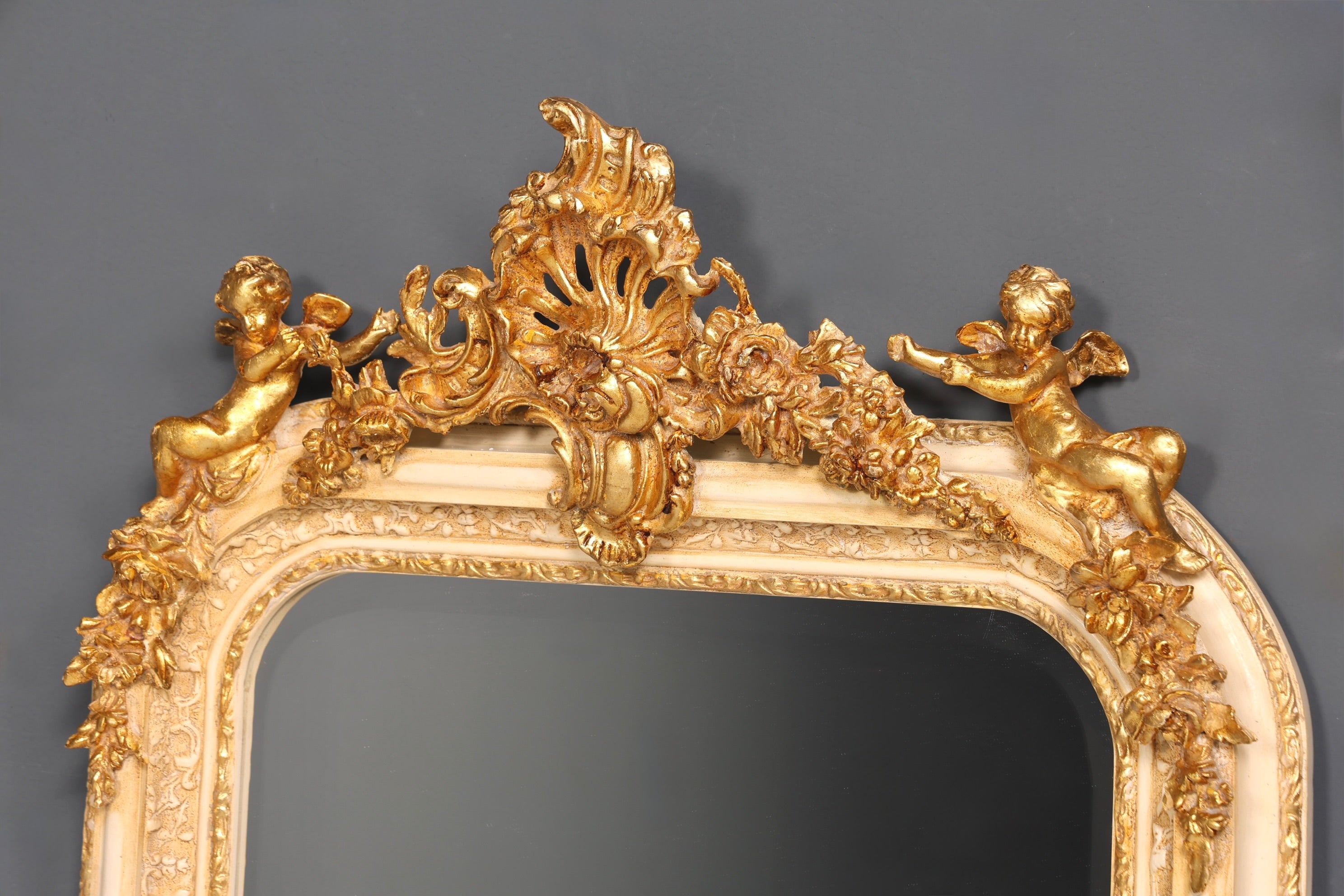 Stilvoller Prunk Barock Stil Standspiegel Antik Stil Gold Creme Ornament Flurspiegel Spiegel Wandspiegel