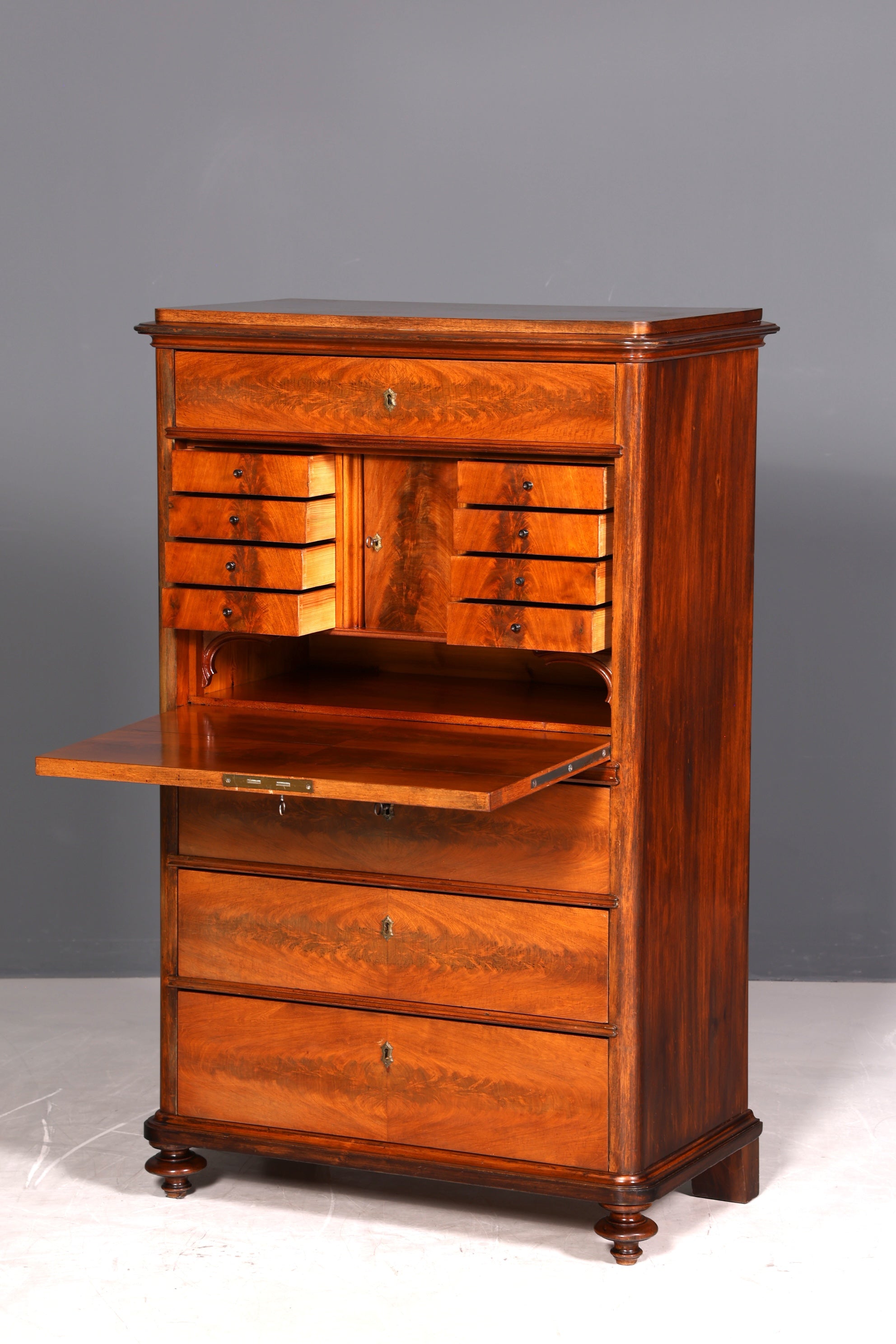 Stilvoller Louis Philippe Sekretär Vertiko Gründerzeit Kommode Chiffoniere Schubladenkommode