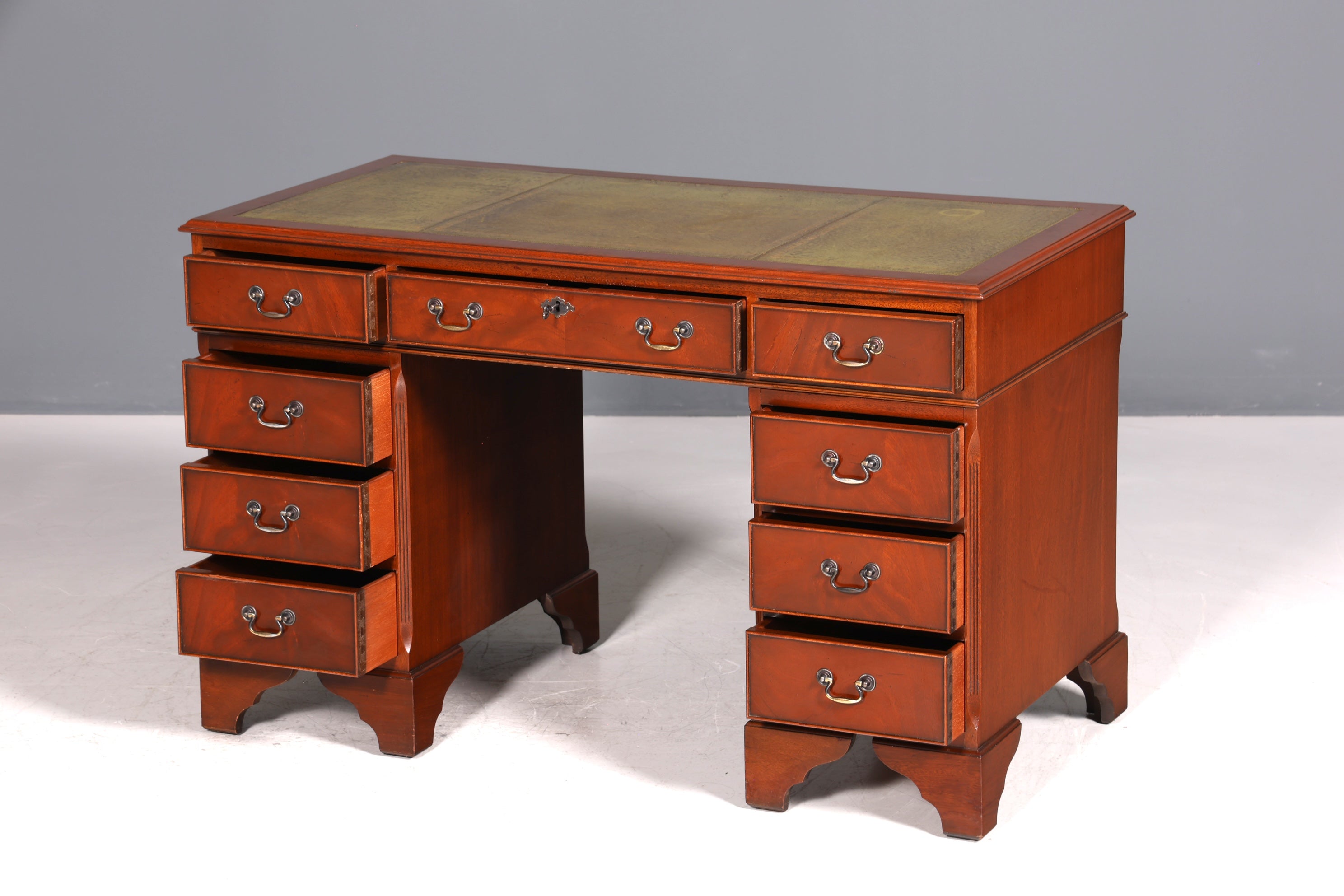 Wunderschöner Englischer Schreibtisch echt Lederauflage Bürotisch Antik Stil Office Desk