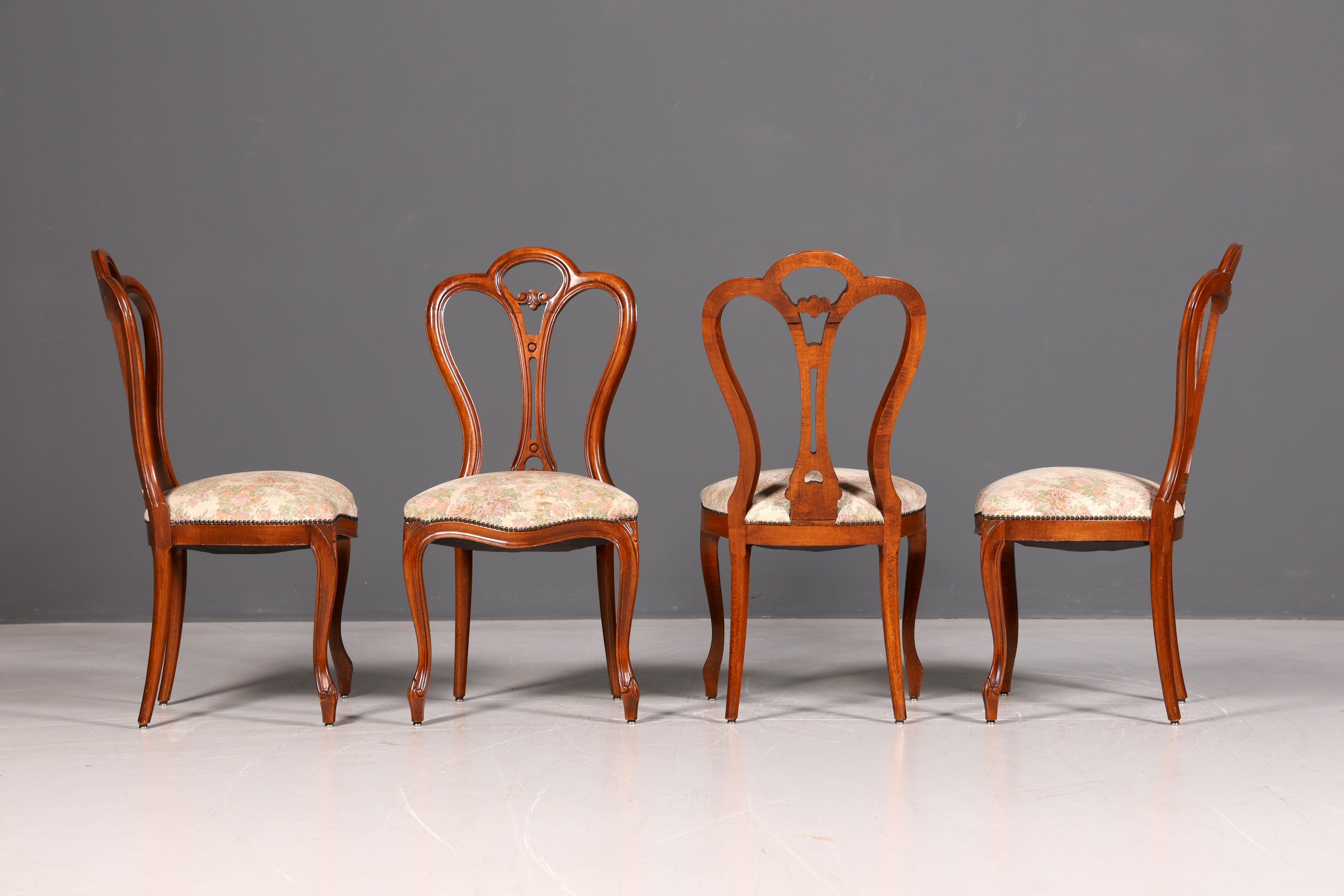 4x Traumhafte Louis Philippe Stühle um 1880 Chippendale Stuhl Set Antik Sekretär Stühle