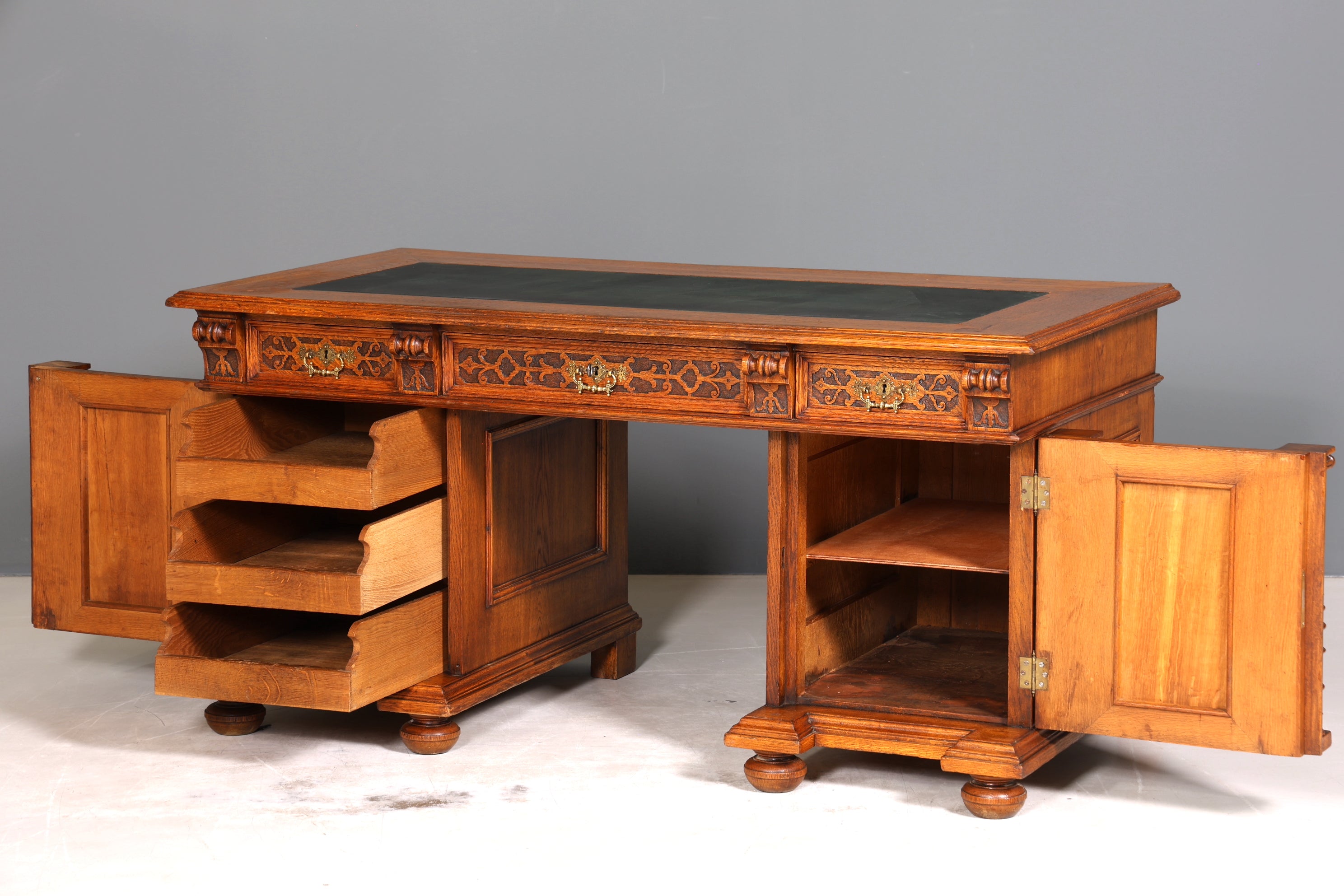 Traumhafter Gründerzeit Schreibtisch Jugendstil Bürotisch echt Holz Antik Office Desk