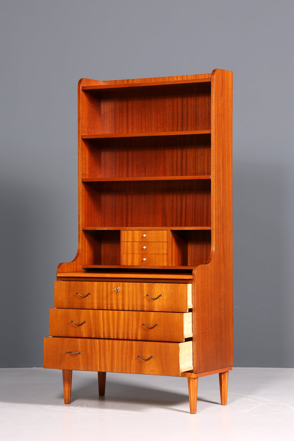 Wunderschöner Mid Century Schrank Sekretär Vintage Bücherregal Retro Highboard Regal 60s