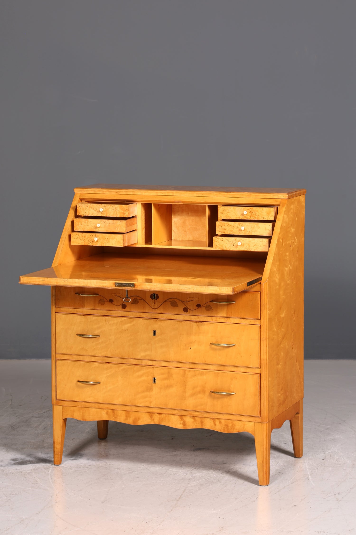 Wunderschöner Mid Century Sekretär Vintage Schreibmöbel echt Holz Kommode Office Secretary