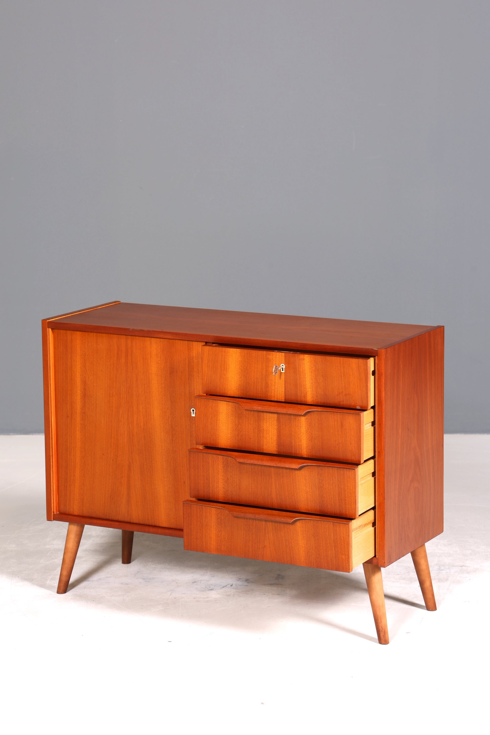 Wunderschöne Mid Century Kommode Vintage Schrank Teak Holz Retro Flur Kommode 60s Regal Sideboard