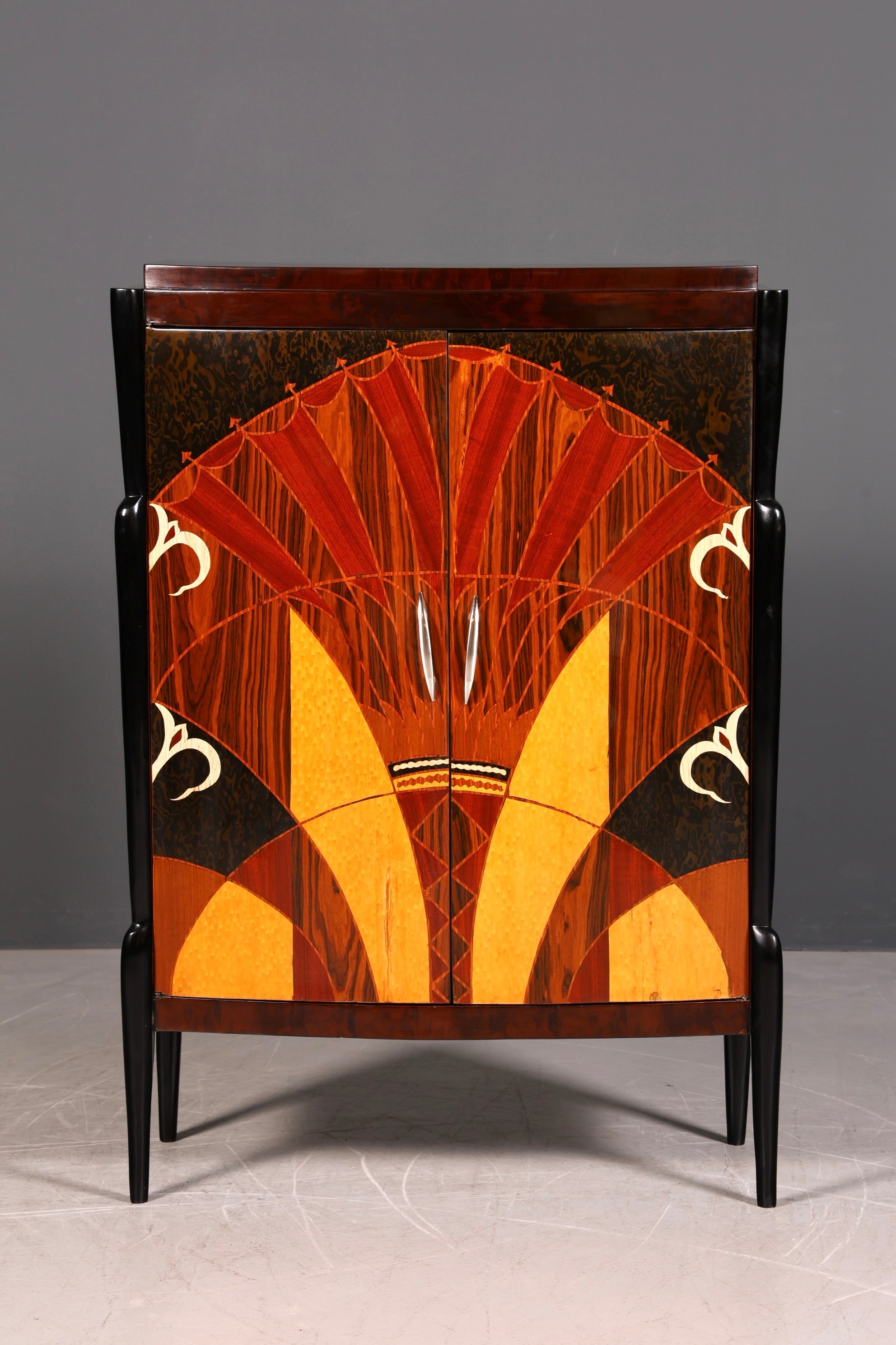 Wunderschönes Art Deco Design Highboard Schrank Kommode Vertiko Sun Cabinet Wäscheschrank