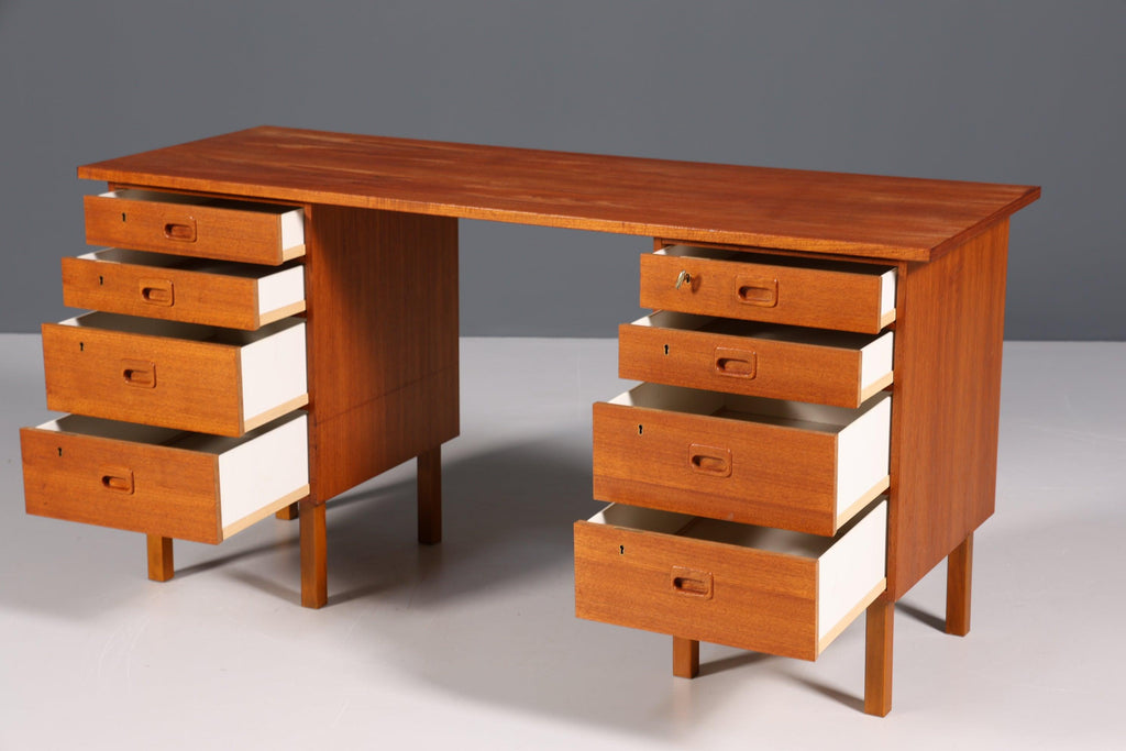 Wood desk mid century discount