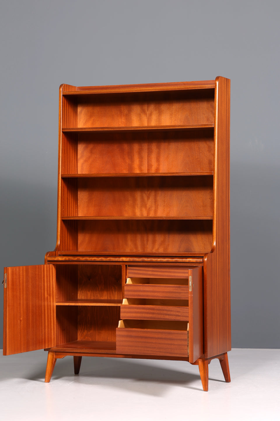Wunderschöner Mid Century Schrank Bücherregal Vintage Sekretär Highboard Holz Regal 1 von 2