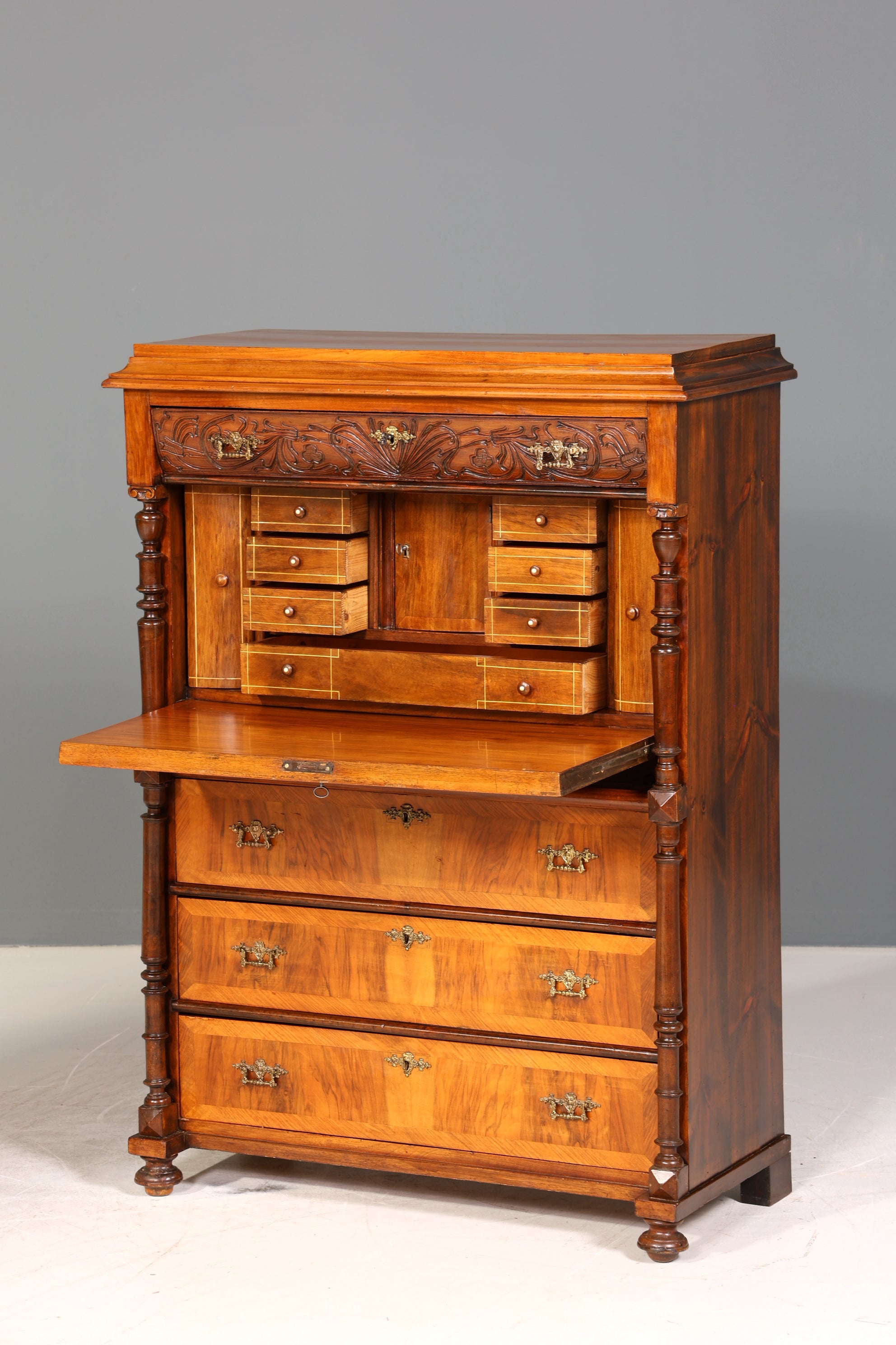 Wunderschöner Gründerzeit Sekretär Vertiko Highboard Jugendstil Kommode Schrank um 1880