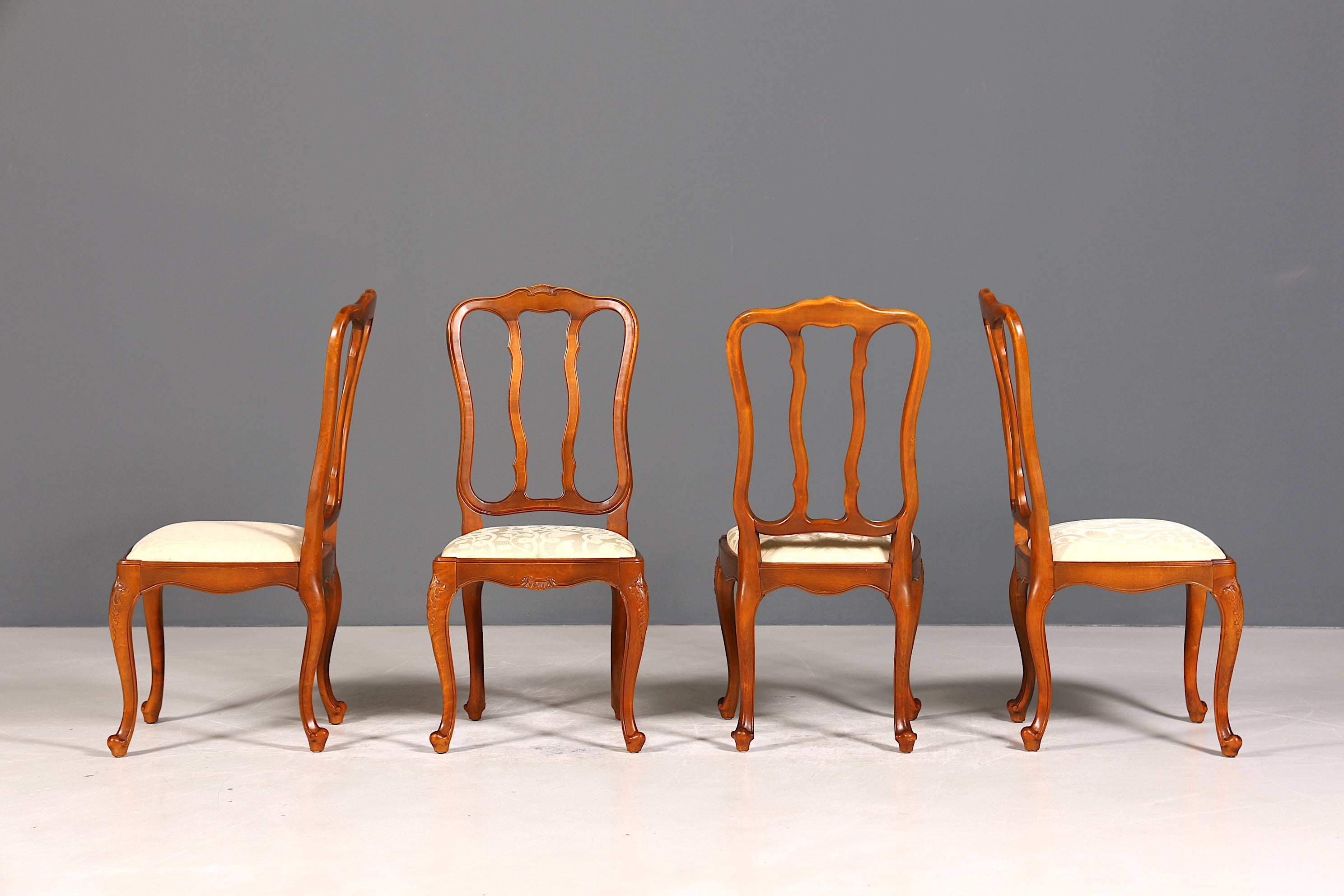 4x Traumhafte Chippendale Stühle Barock Stil Stuhlset Polsterstuhl Set Küchenstühle Esszimmer Stühle