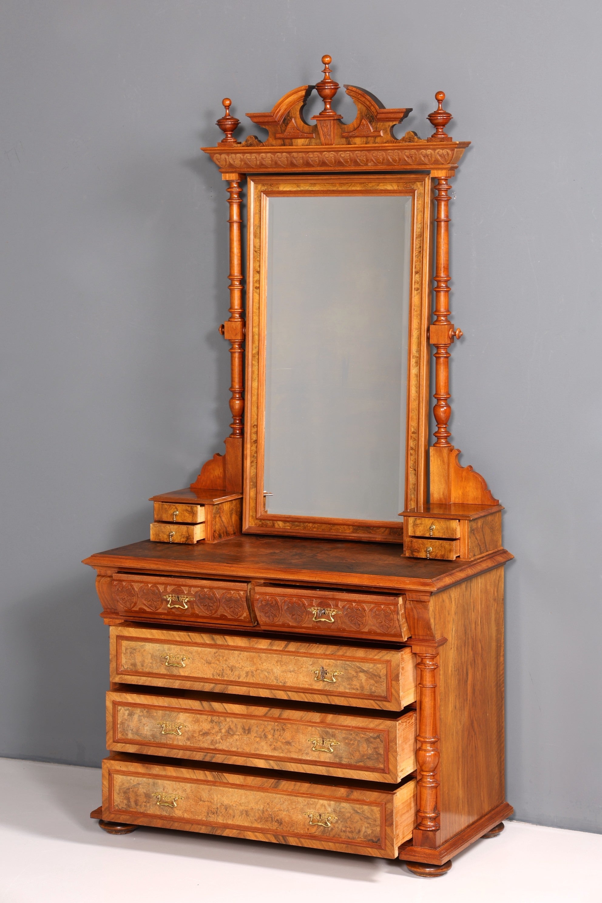Wunderschöne Louis Philippe Kommode mit Spiegelaufsatz Gründerzeit Frisierkommode Holz Schrank Antik Flurschrank um 1880