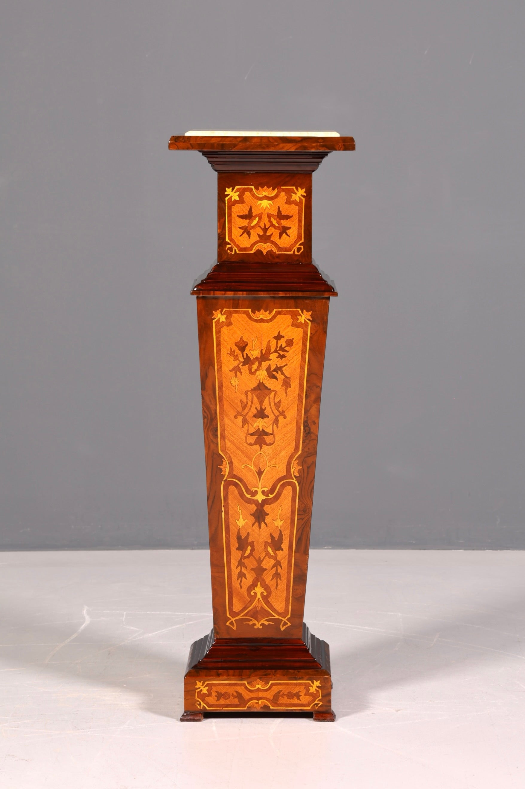 Edle Barock Säule Louis XV Blumensäule Antik Marmor Tisch Naturstein Intarsien Dekosäule