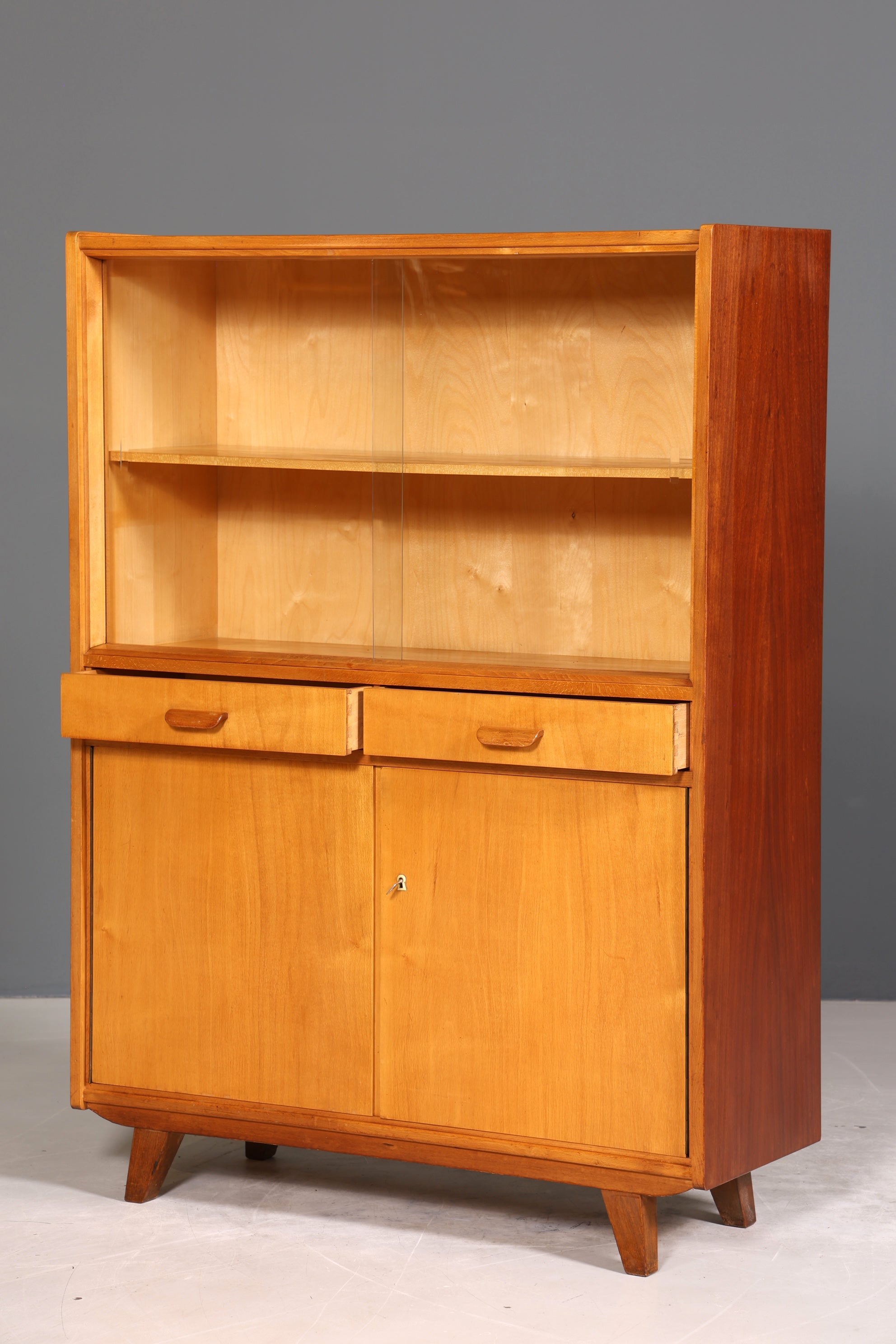 Traumhafter Mid Century Schrank Retro Vitrine 60s Highboard Kommode Bücherregal Vintage Regal