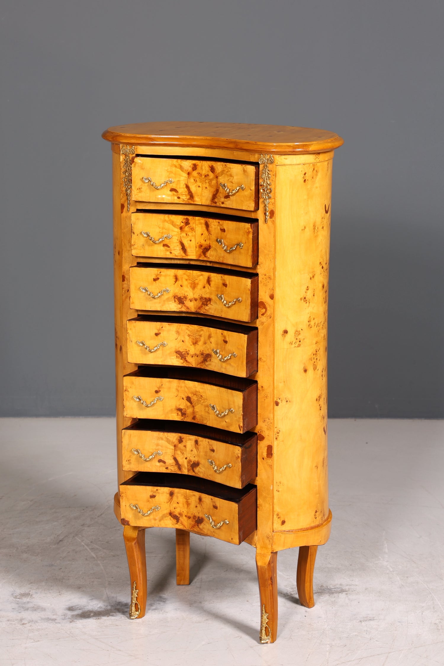 Wunderschöne Barock Louis XV Highboard Kommode Birke Vertiko Biedermeier Stil Schubladenkommode