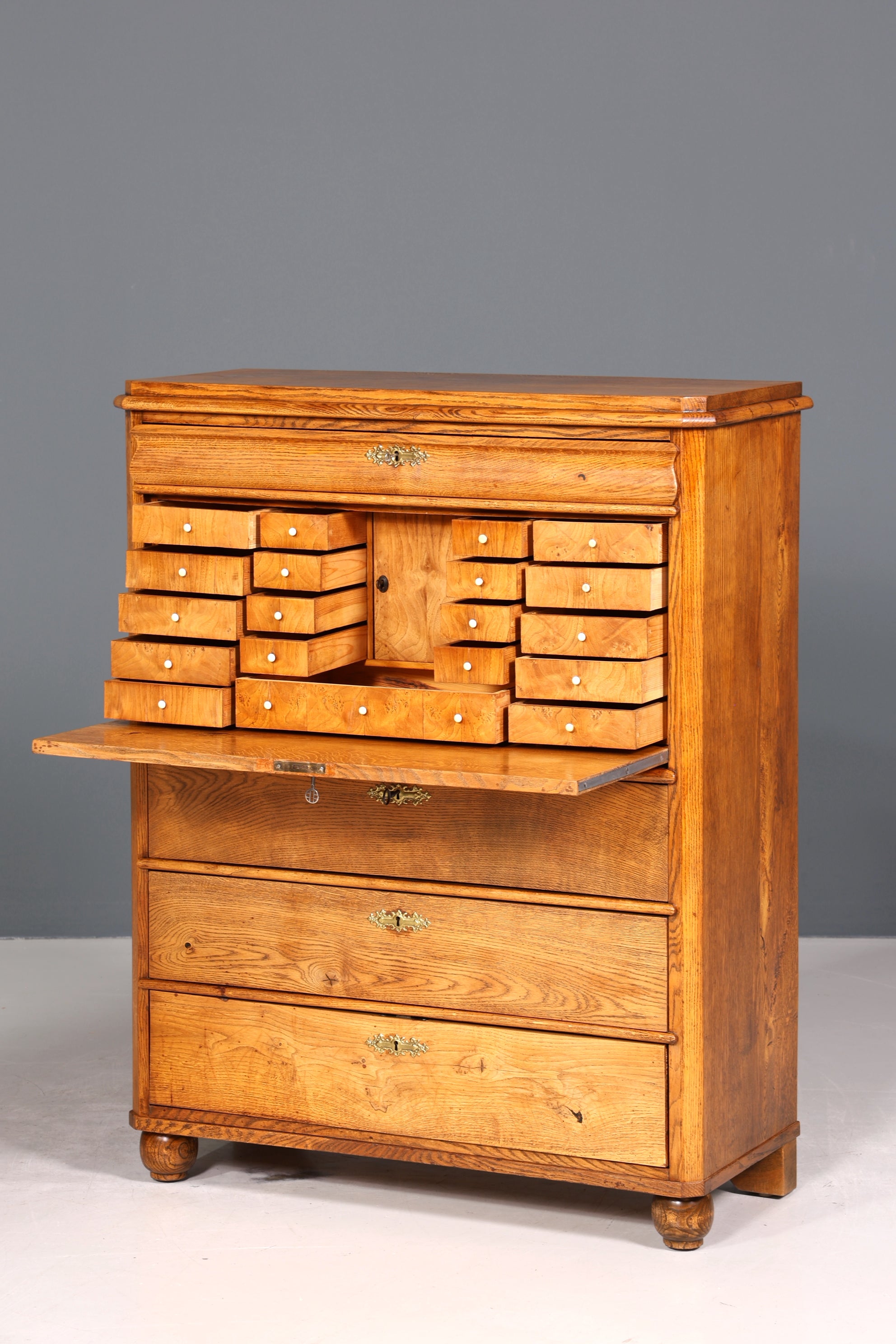 Stilvoller Biedermeier Sekretär Vertiko Louis Philippe Highboard Kommode Schubladenkommode