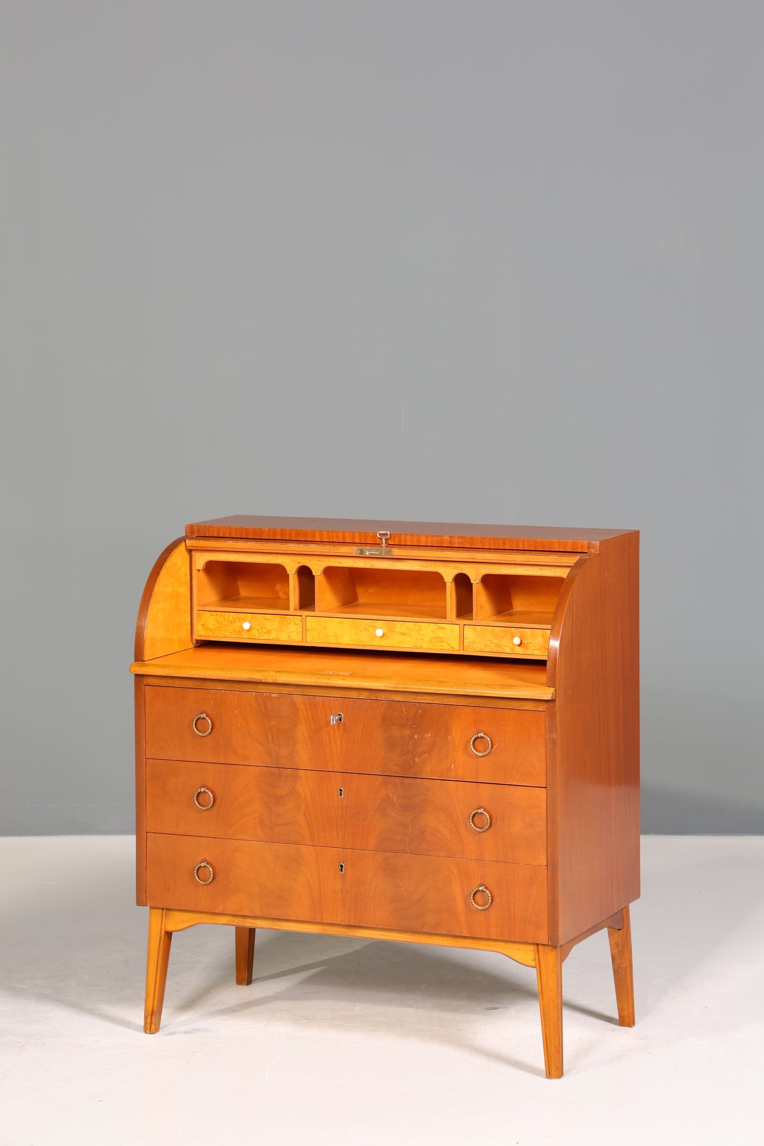 Wunderschöner Mid Century Rollladen Sekretär echt Holz Büro Schrank Vintage Schreibkommode