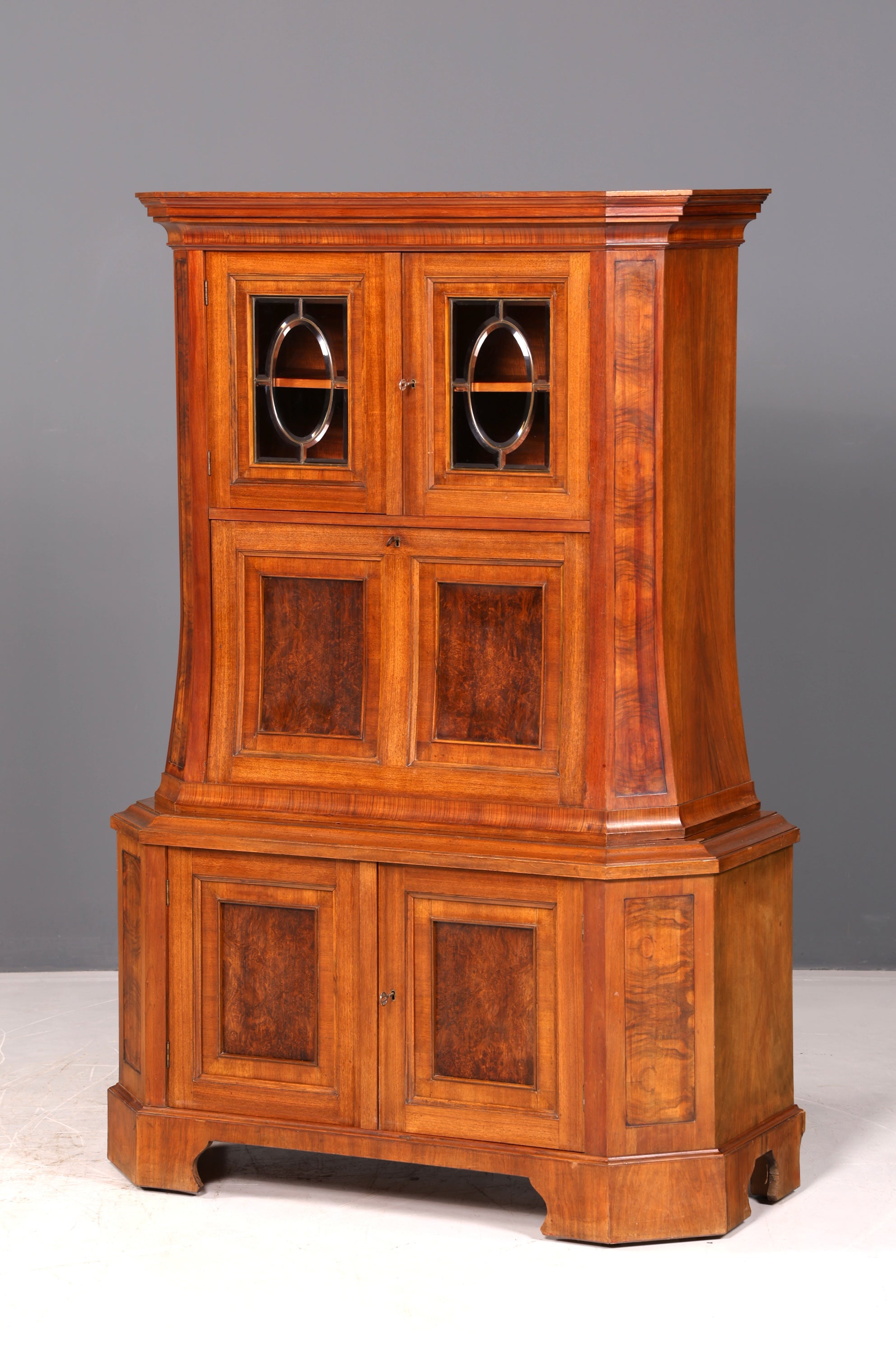 Wunderschöner Jugendstil Sekretär Vitrine Aufsatzschrank Nussbaum um 1900 Antik Schreibschrank Vertiko Vintage
