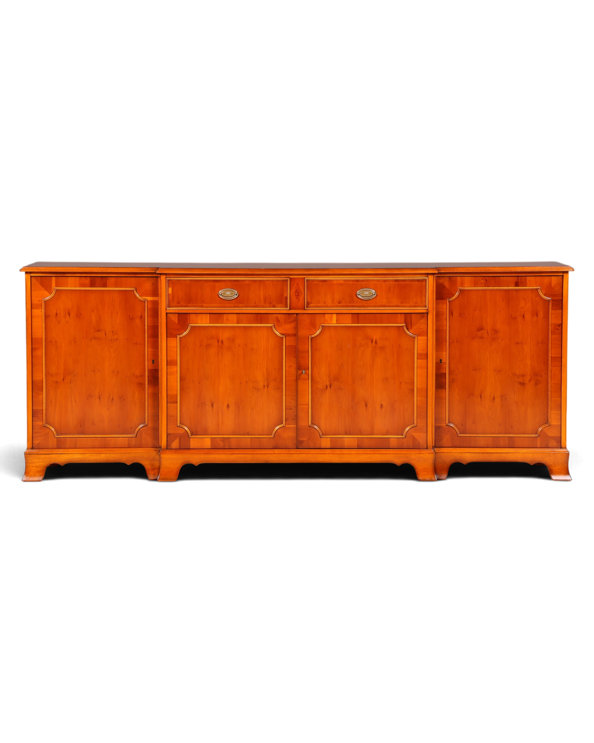 Hauptstadt Möblerei Heldense Sideboard aus englischer Eibe mit Schubladen und Türen im antiken Vintage-Stil