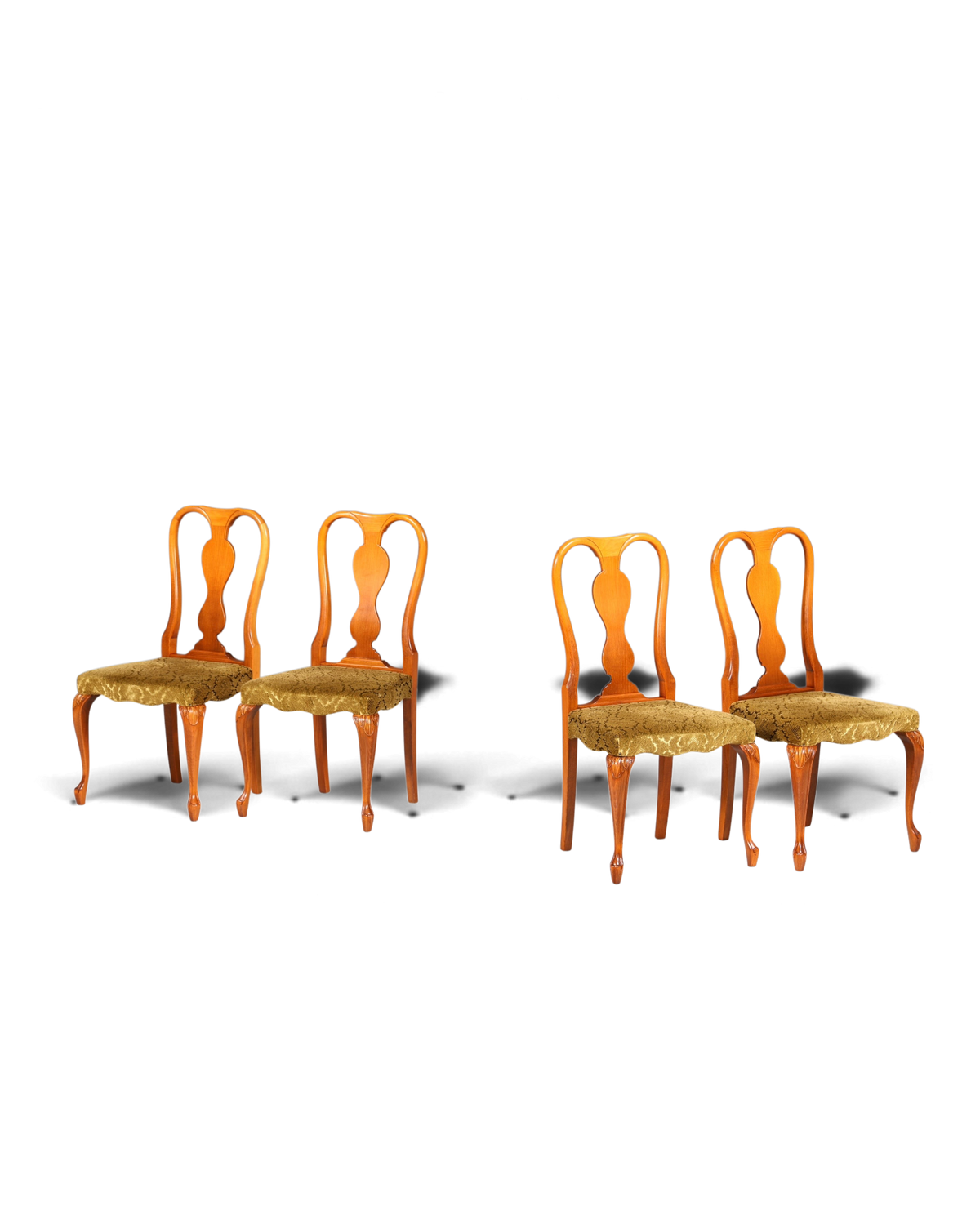 4x Wunderschöne Chippendale Stühle Barock Stil Stuhlset Polsterstuhl Set Küchenstühle Esszimmer Stühle
