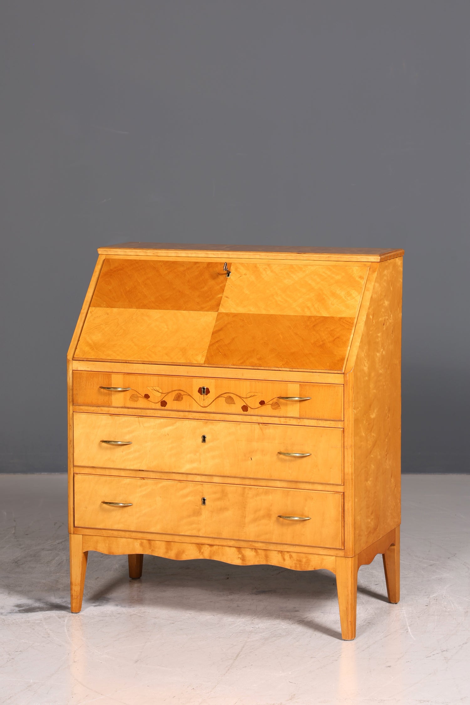 Wunderschöner Mid Century Sekretär Vintage Schreibmöbel echt Holz Kommode Office Secretary