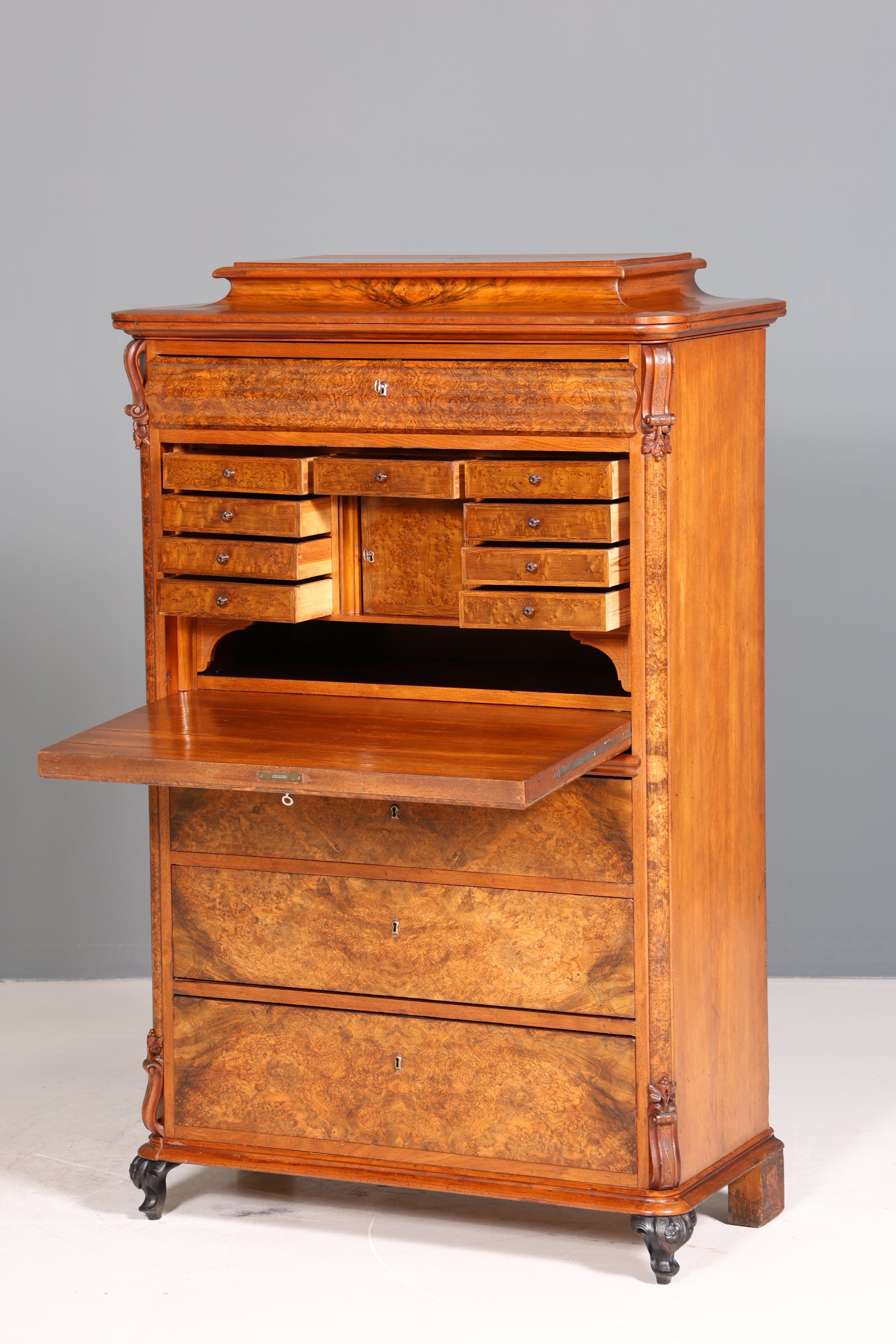Stilvoller Louis Philippe Sekretär Vertiko Gründerzeit Kommode um 1880 Schubladenkommode