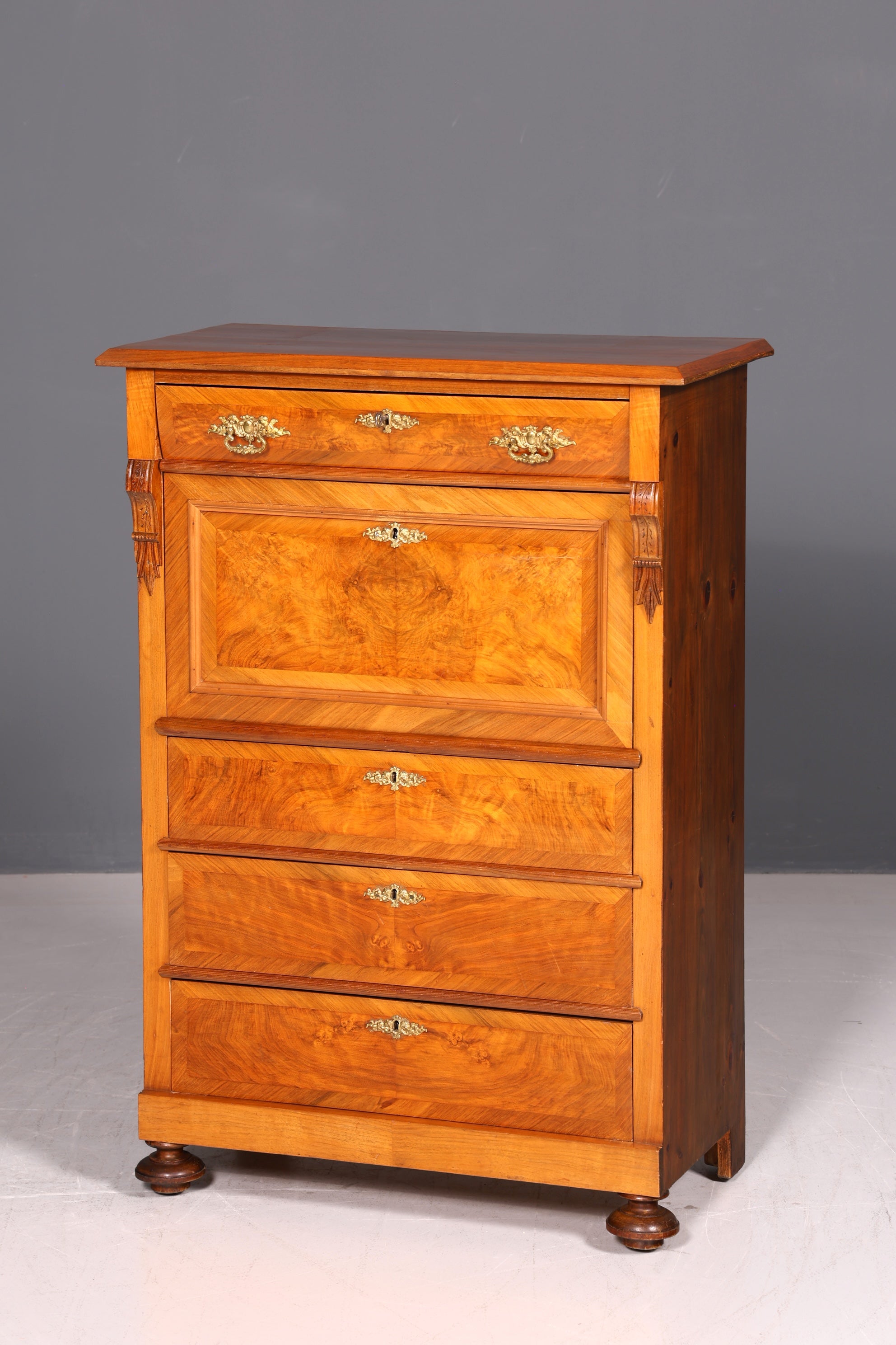 Edler Gründerzeit Sekretär Vertiko Highboard Louis Philippe Kommode Antik um 1880 Schreibsekretär