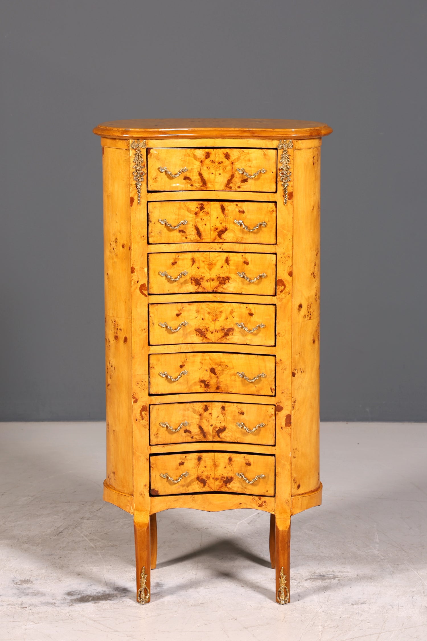 Wunderschöne Barock Louis XV Highboard Kommode Birke Vertiko Biedermeier Stil Schubladenkommode